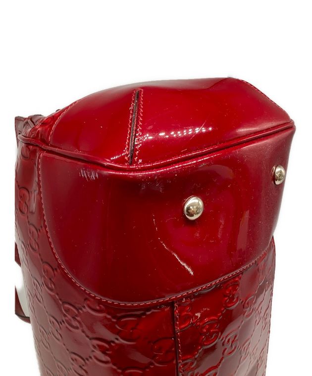中古・古着通販】GUCCI (グッチ) エナメルハンドバッグ レッド