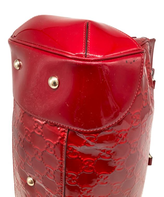 GUCCI グッチ エナメル ハンドバッグ 中古・古着通販】GUCCI (グッチ) エナメルハンドバッグ レッド