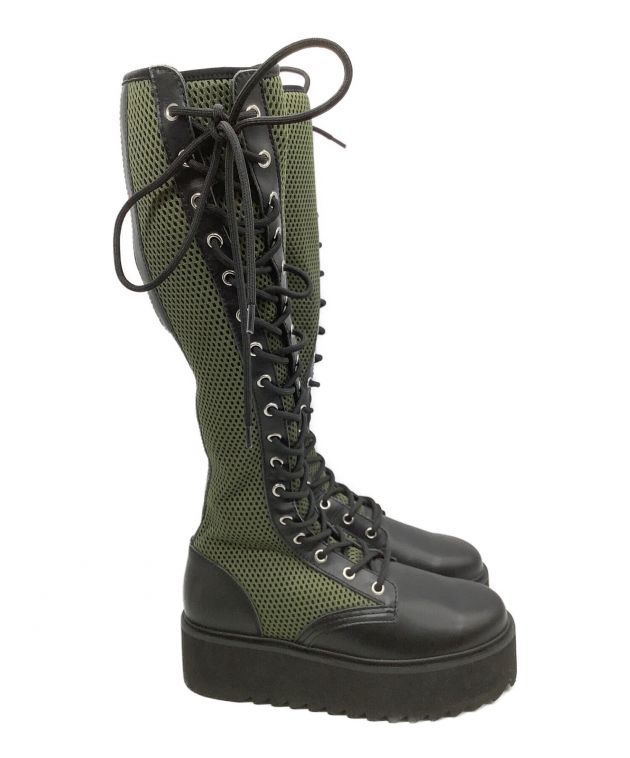 中古・古着通販】LIMI feu (リミフゥ) メッシュ切替ロングブーツ