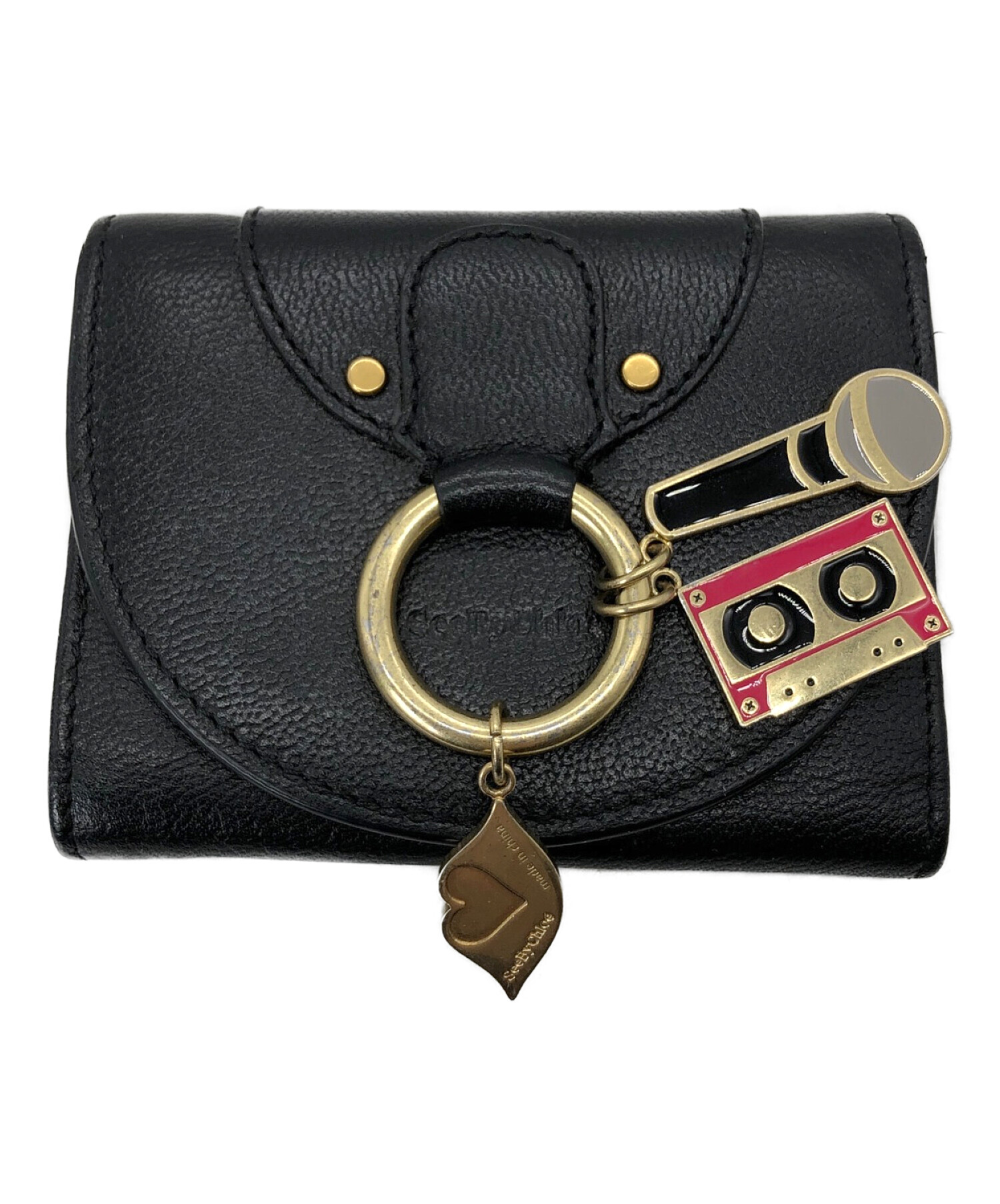 新品　シーバイクロエ　See by Chloé 黒 レザー 三つ折り財布 SEE BY CHLOE シーバイクロエ 3つ折り財布/MY SBC レディース