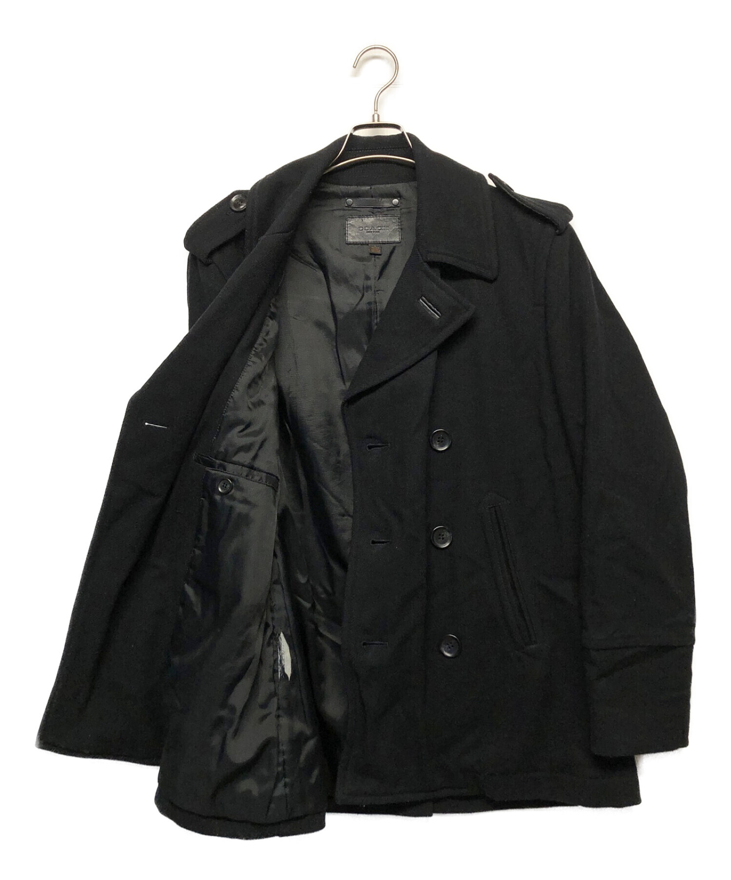 コーチ COACH ウールコートブラック 新品未使用 中古・古着通販】COACH (コーチ) ウールコート ブラック サイズ:S