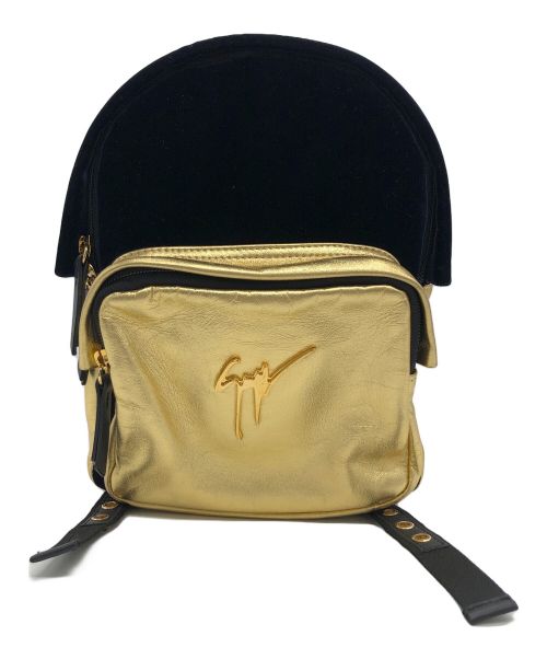 ジュゼッペザノッティ　リュックサック　 レザー　ブラック　シボ革　フロントロゴ 中古・古着通販】GIUSEPPE ZANOTTI (ジュゼッペザノッティ) ミニ