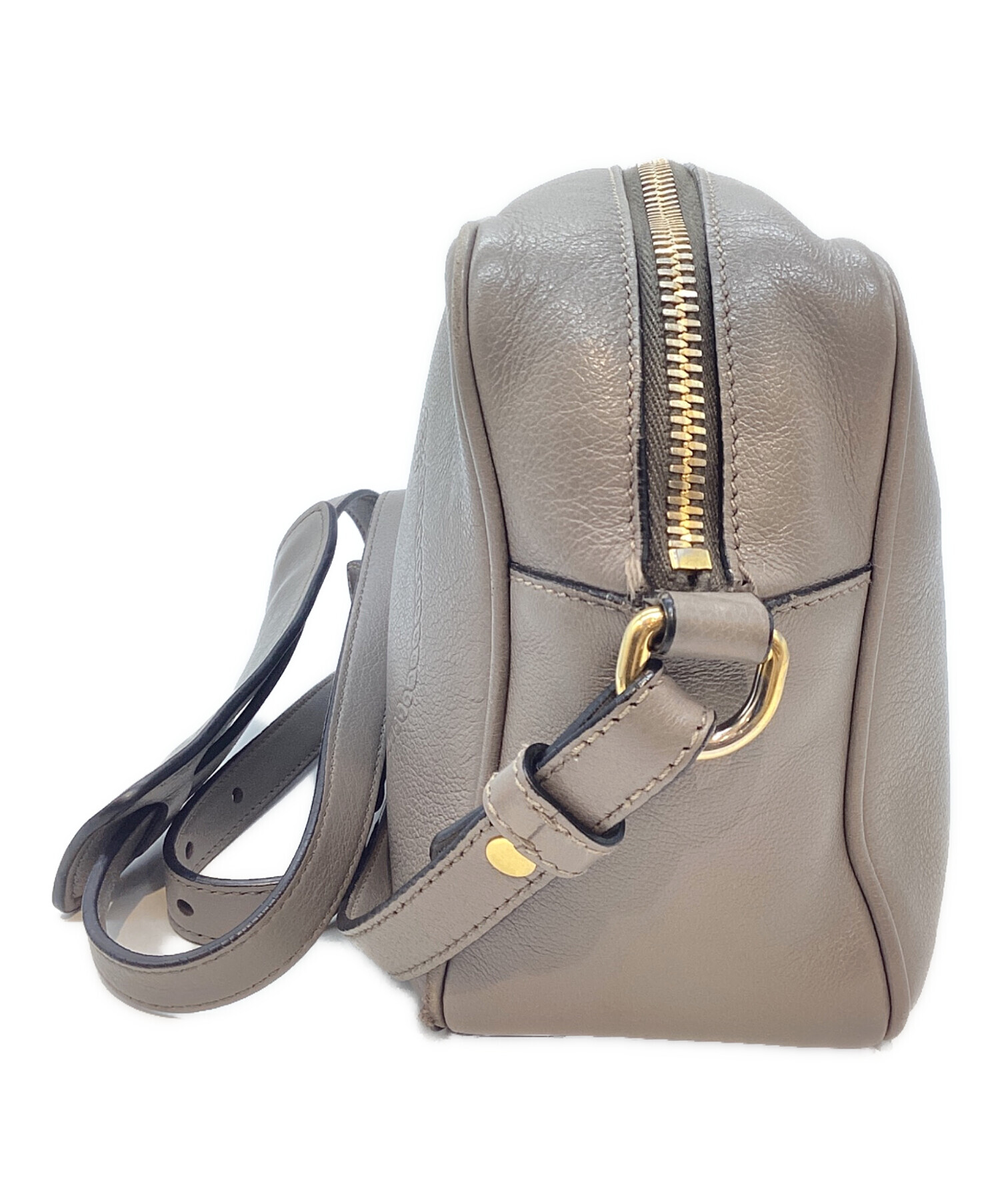 PRADA プラダ ショルダーバッグ  グレー 【古着】【中古】【送料無料】 中古・古着通販】PRADA (プラダ) レザーショルダーバッグ グレー