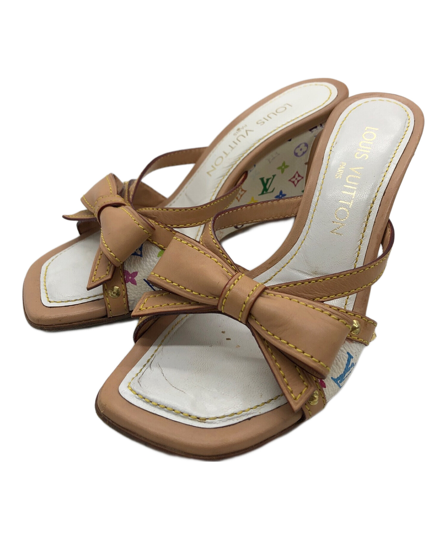 LOUIS VUITTON マルチカラー リボン サンダル ミュール 37 LOUIS VUITTON マルチカラー リボン サンダル ミュール 37 靴