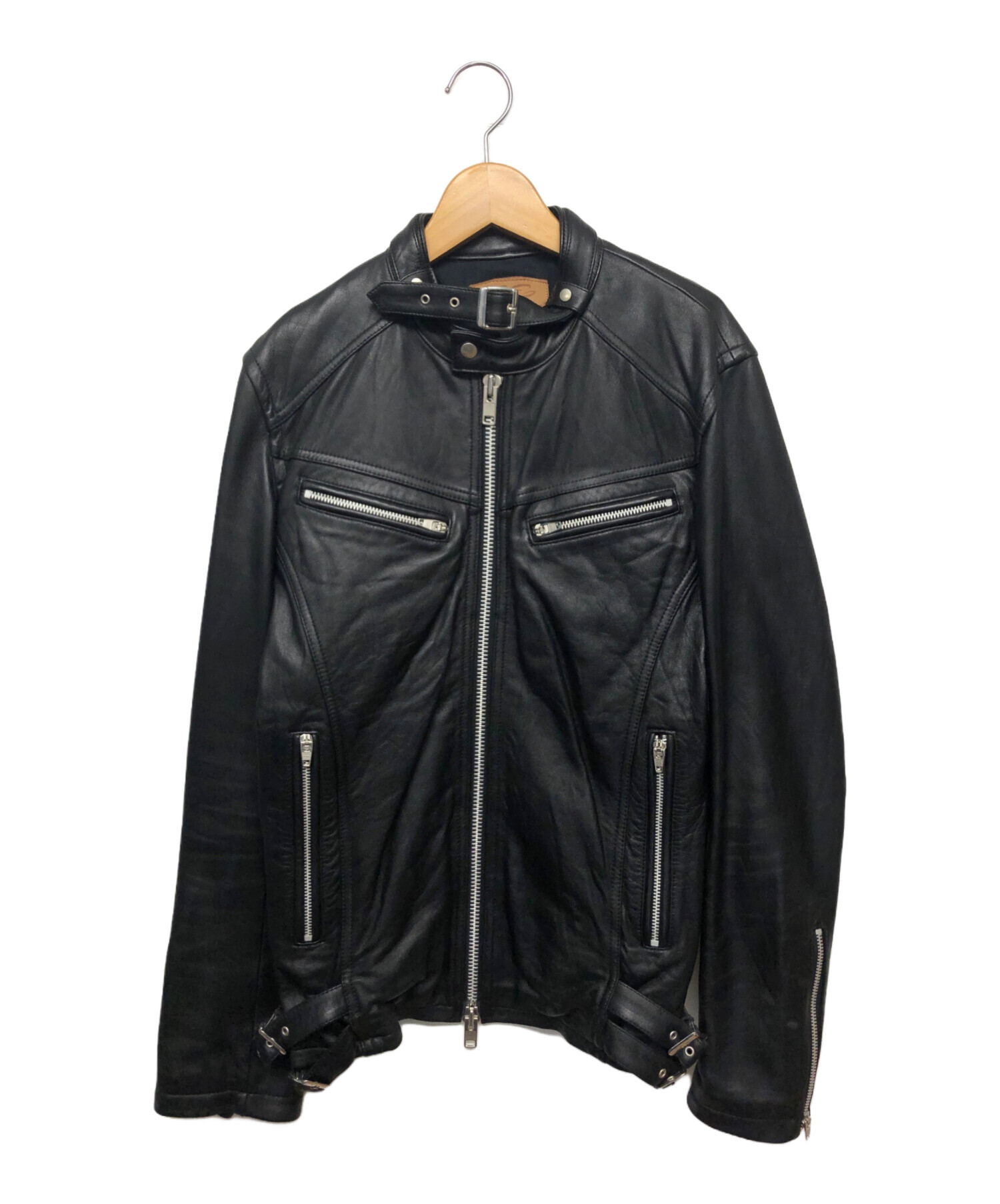 JACK ROSE 黒レザージャケット シングルライダースジャケット　サイズ4 中古・古着通販】JACKROSE (ジャックローズ) シングルライダース