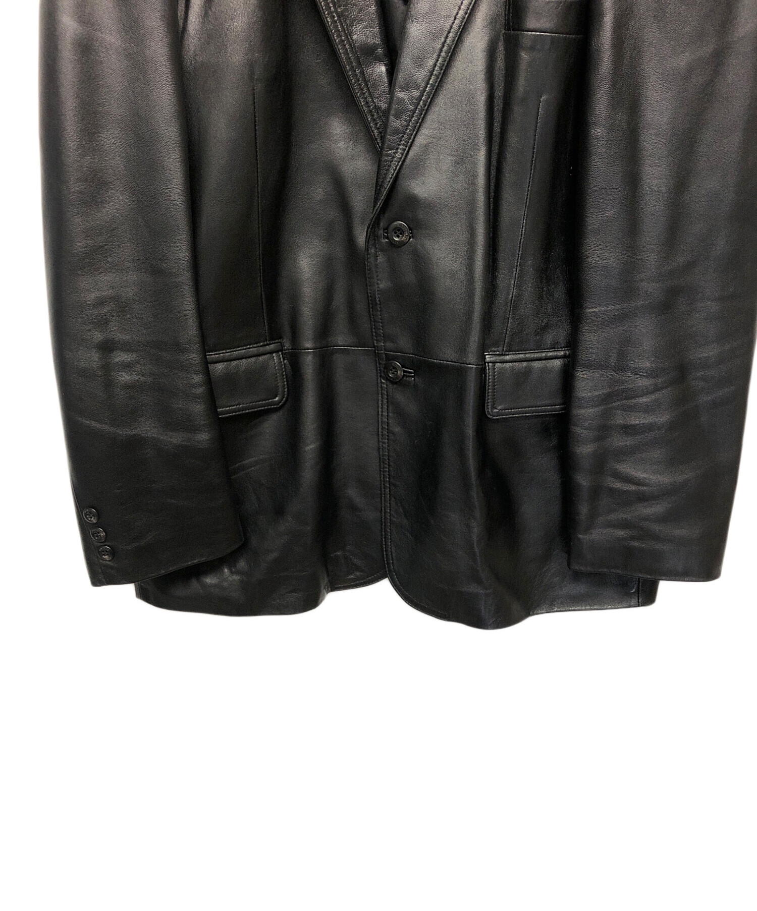 中古・古着通販】BALMAIN (バルマン) ラムレザージャケット ブラック