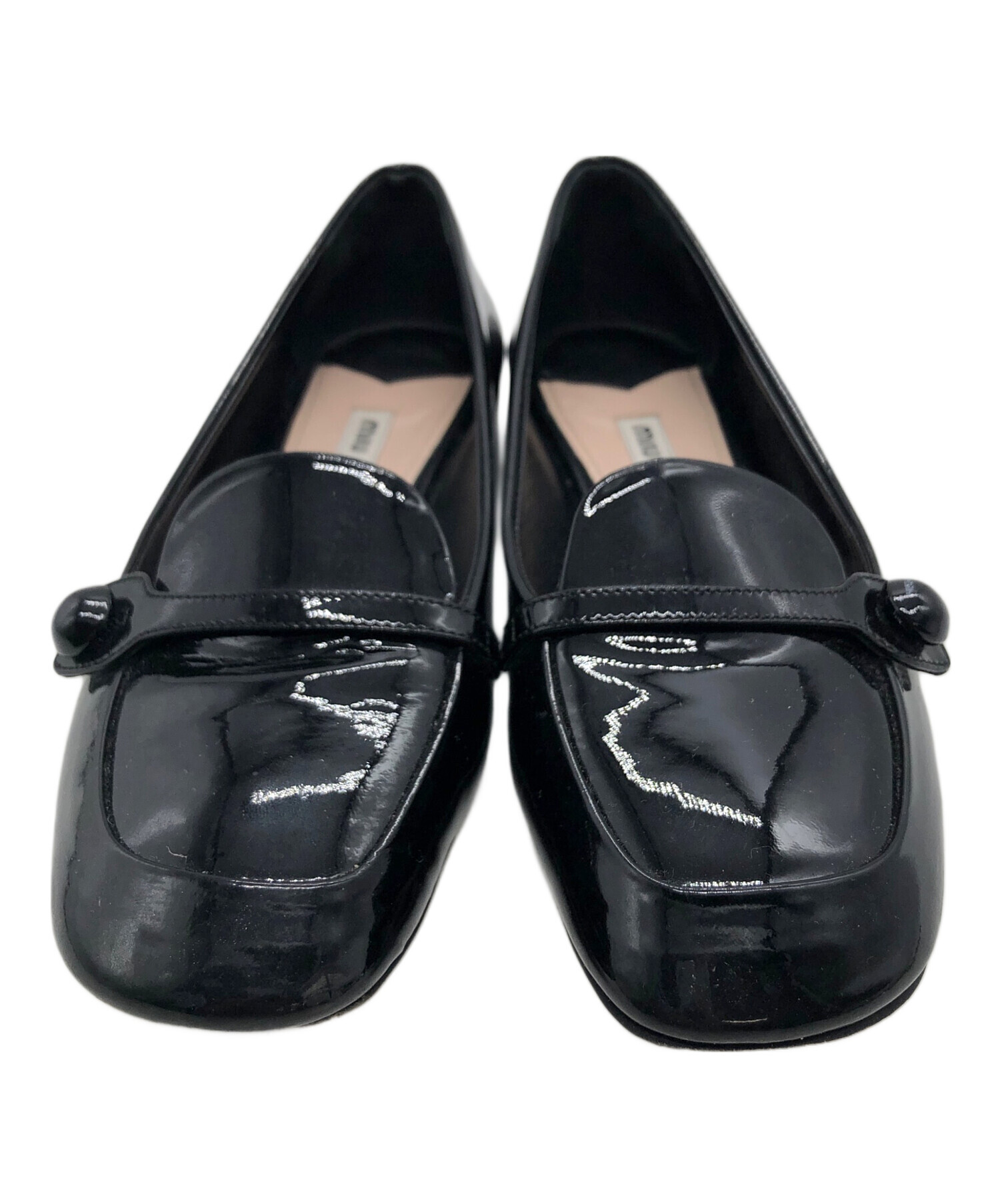 未使用 miumiu ミュウミュウ シューズ 35 1/2 エナメルブラック 楽天