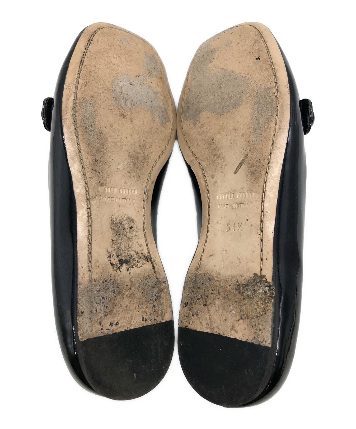 miu miu エナメル黒フラットシューズ miu miu エナメル黒フラットシューズ MIUMIU ミュウミュウ レース