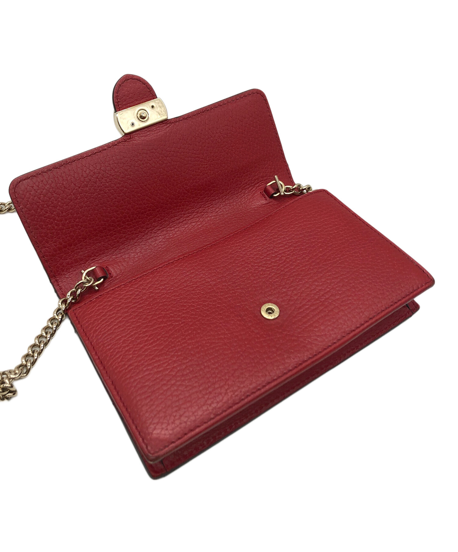 未使用品 箱付き グッチ ウォレットチェーン 本物 ラッピングOK♪ 中古・古着通販】GUCCI (グッチ) チェーンウォレット レッド｜ブランド