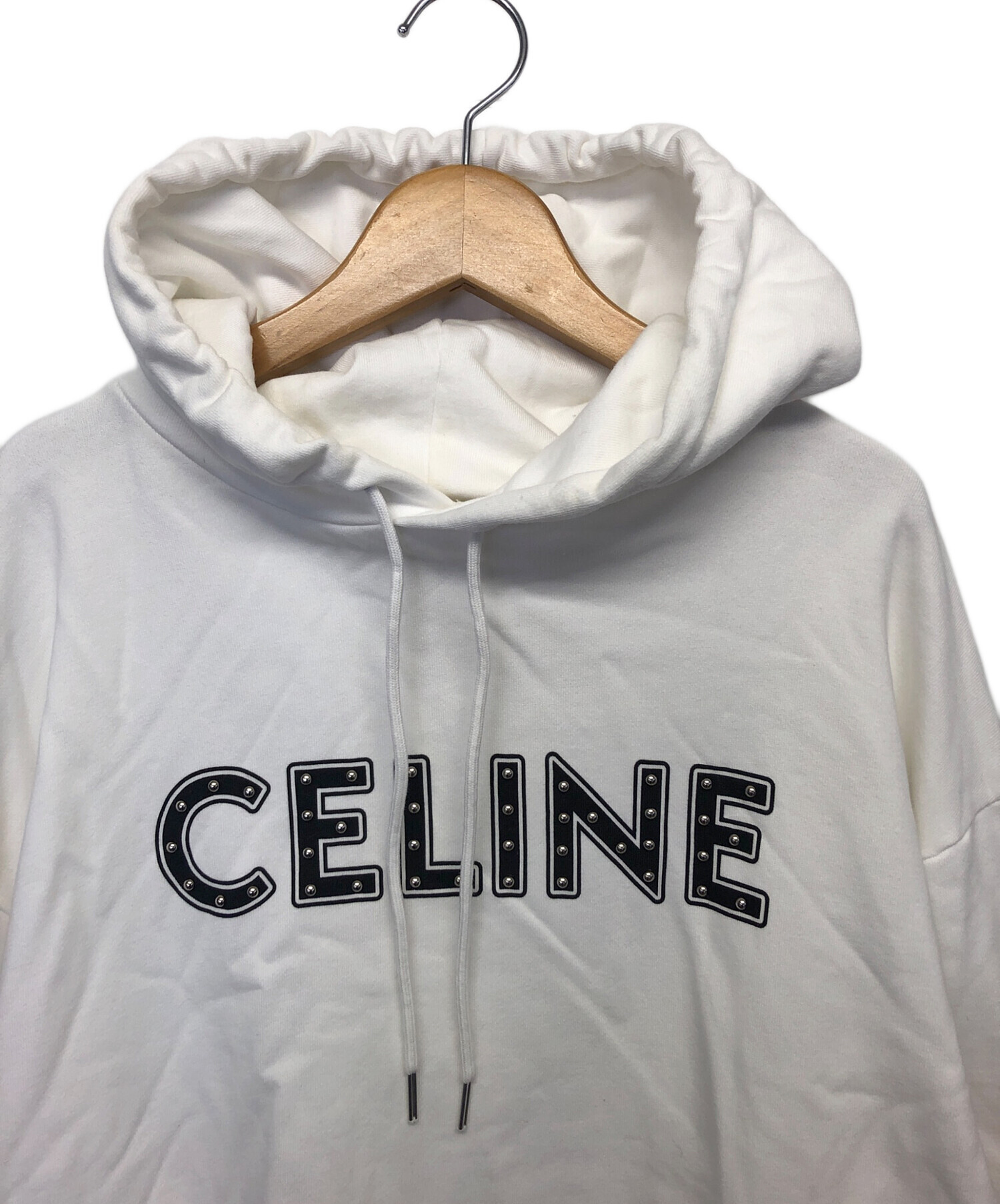 中古・古着通販】CELINE (セリーヌ) プルオーバーパーカー ホワイト 