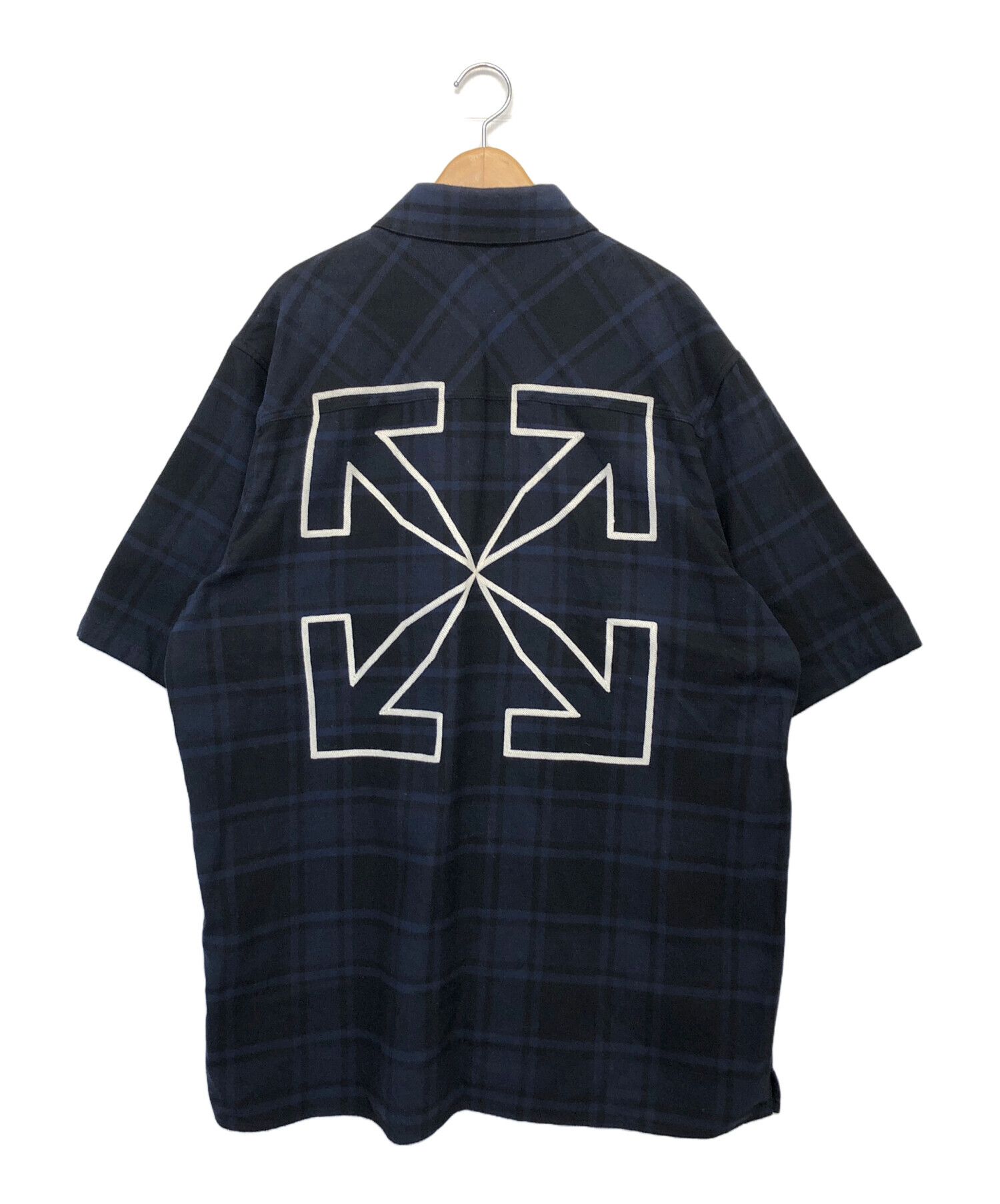 中古・古着通販】OFFWHITE (オフホワイト) 半袖シャツ ネイビー サイズ 