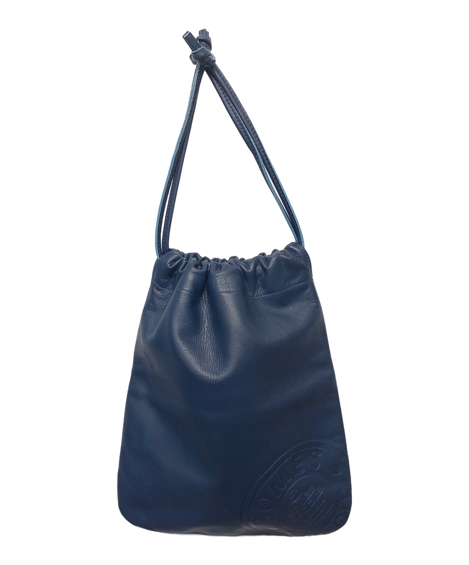 SOMES SADDLE ネイビー レザー 巾着バッグ 中古・古着通販】Somes Saddle (ソメスサドル) 巾着バッグ ネイビー