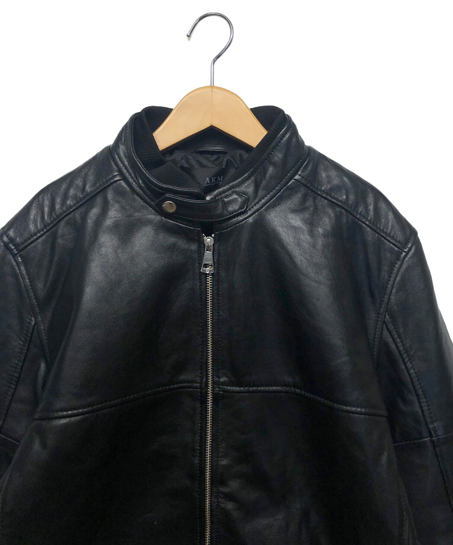 中古・古着通販】AKM (エーケーエム) ラムレザージャケット ブラック