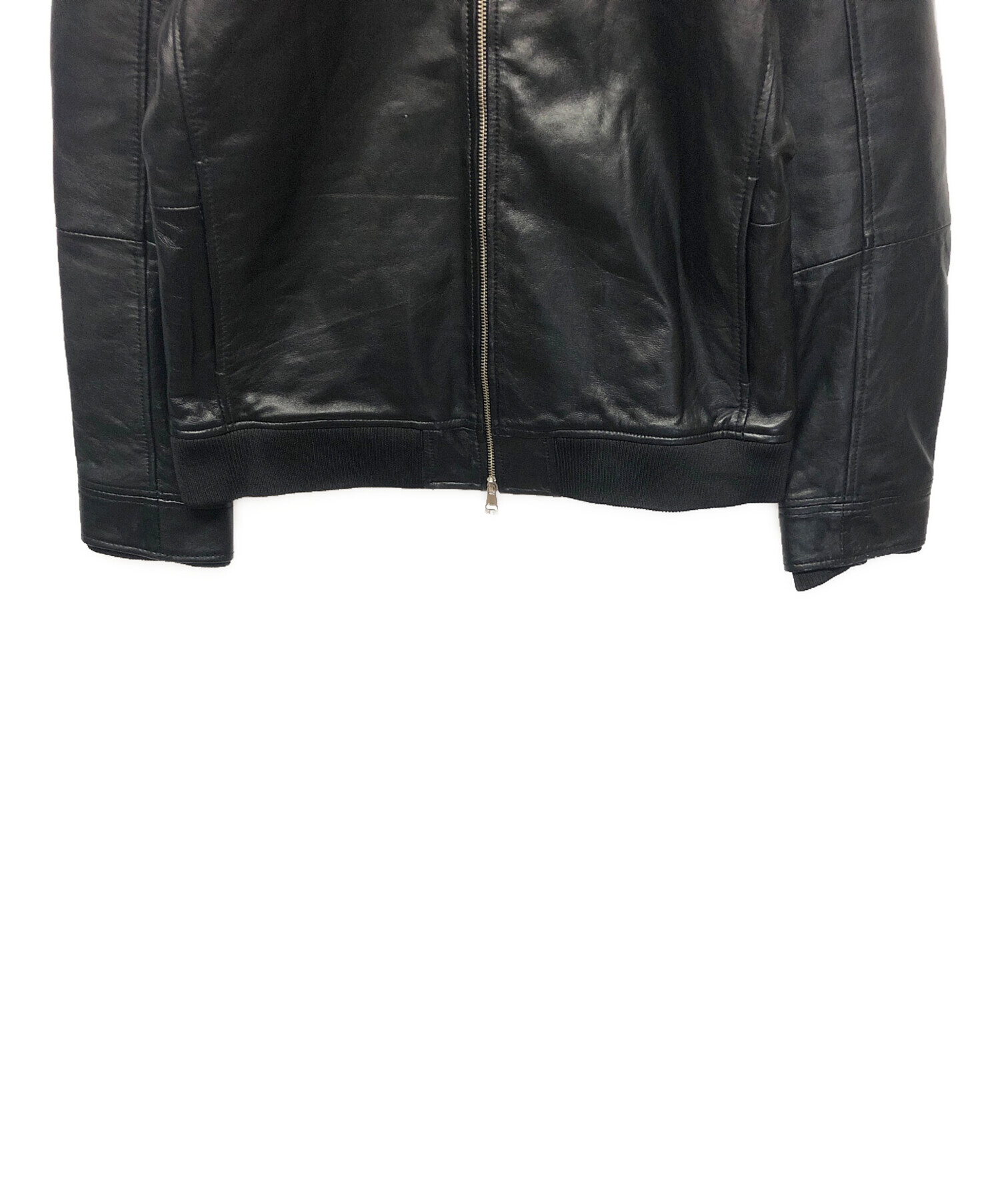 中古・古着通販】AKM (エーケーエム) ラムレザージャケット ブラック