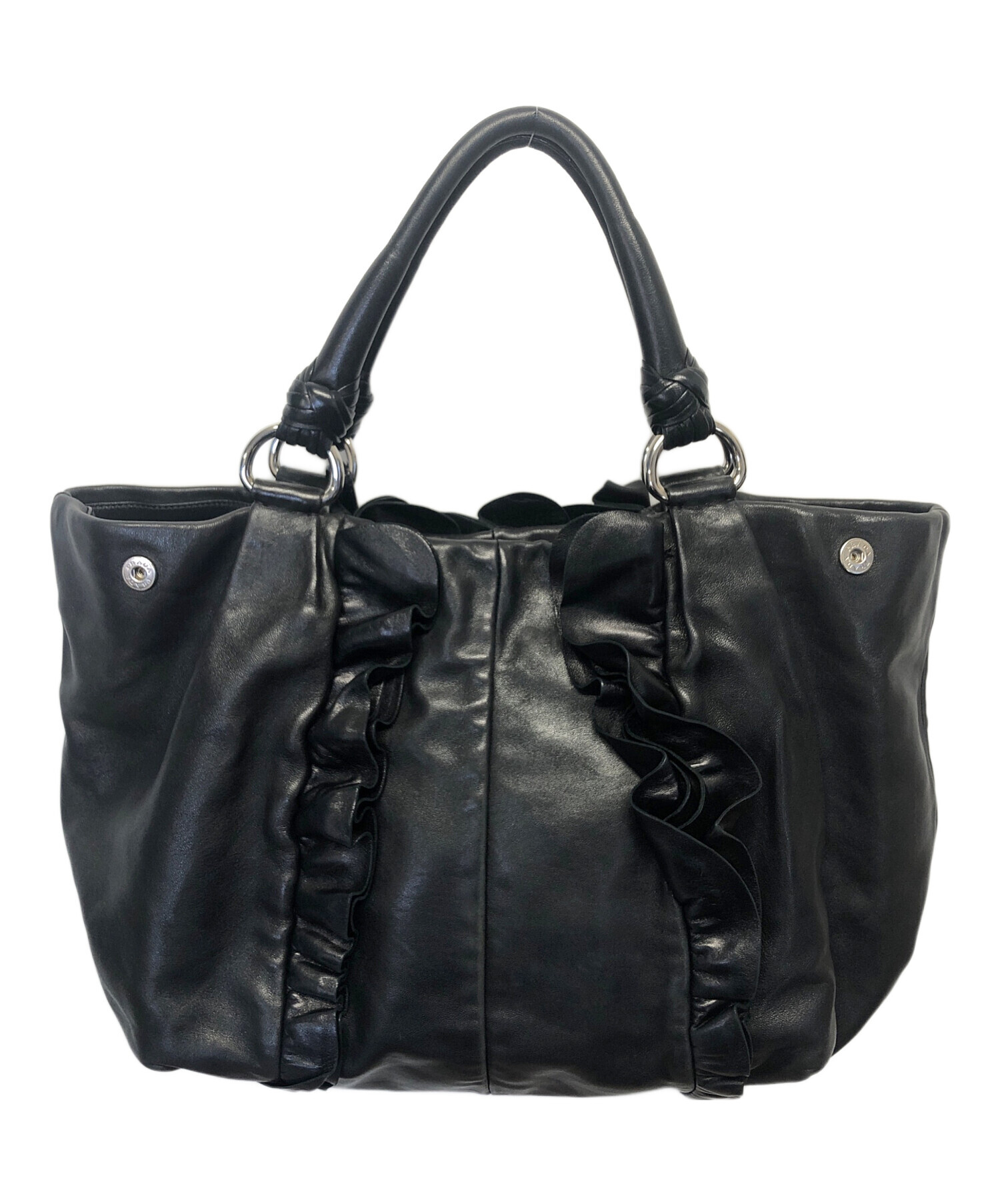 中古・古着通販】PRADA (プラダ) フリルワンショルダーレザーバッグ 