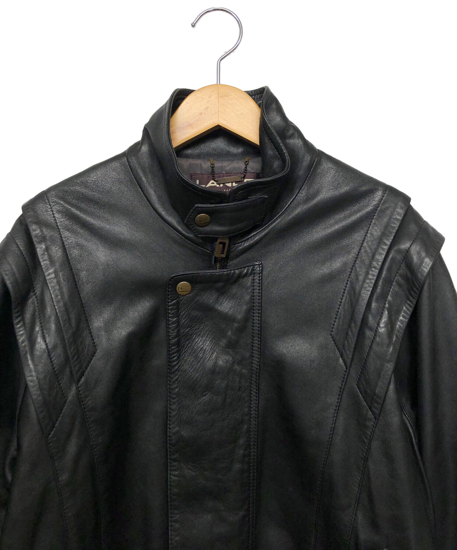 中古・古着通販】LANCEL (ランセル) レザージャケット ブラック サイズ