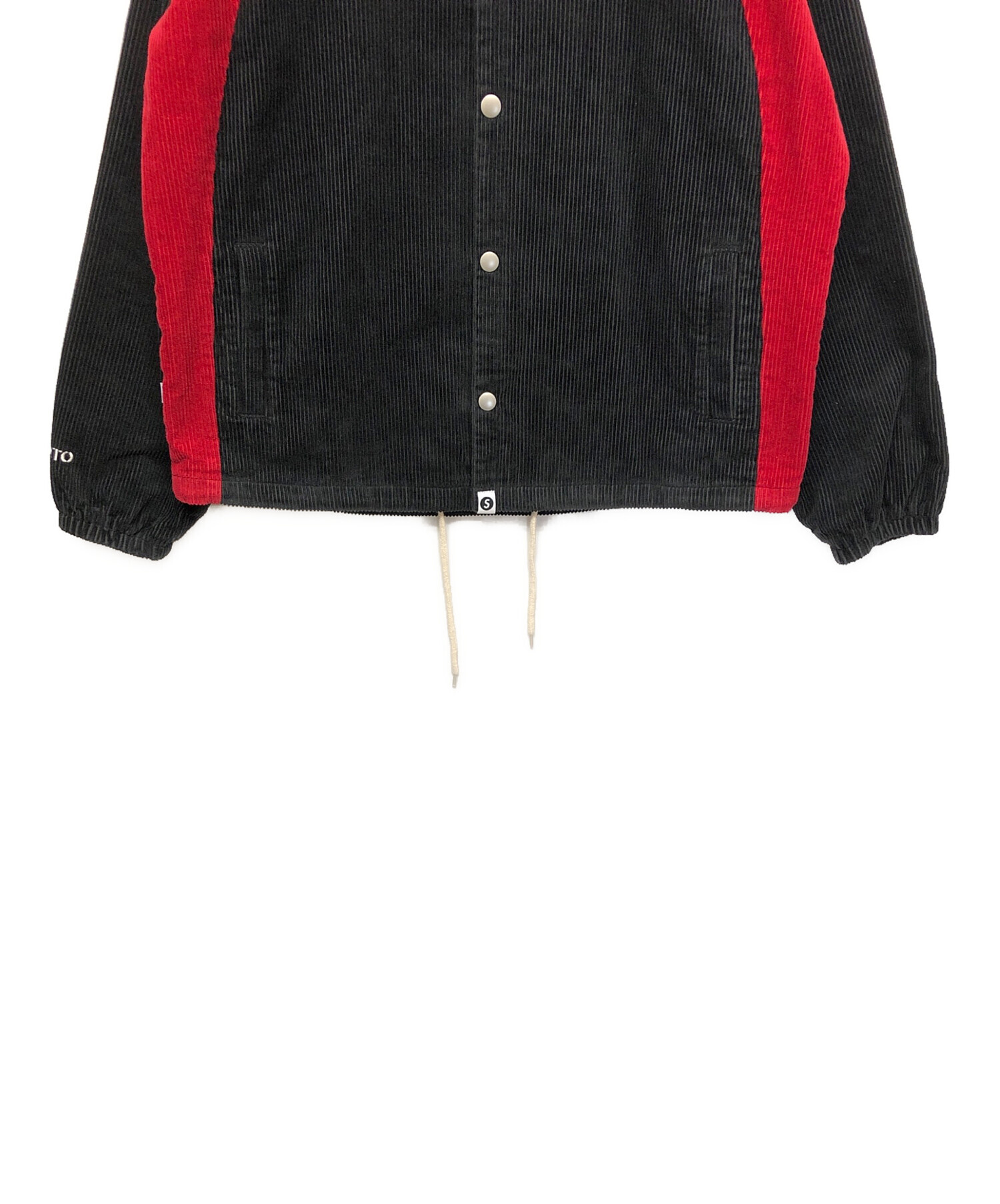 サプール sapeur コーデュロイジャケット LARGE ブラック/レッド 中古・古着通販】SAPEur (サプール) コーデュロイジャケット ブラック