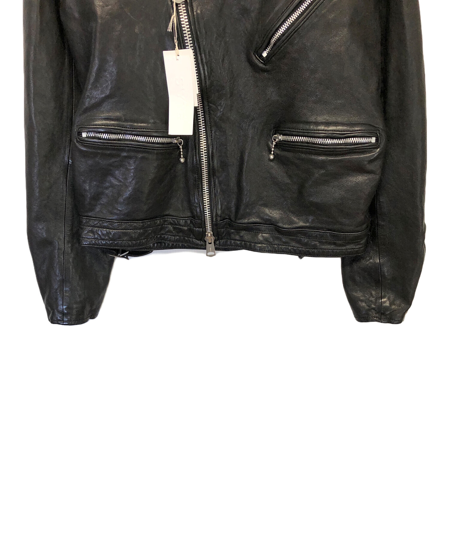 S'YTE ブラック レザーダブルライダースジャケット 中古・古着通販】s'yte (サイト) ダブルライダースジャケット ブラック