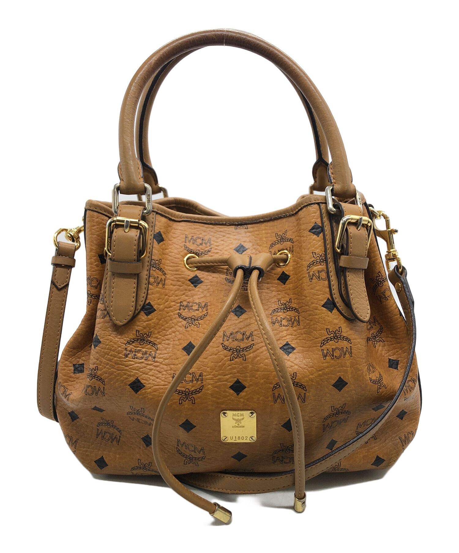 MCM エムシーエム ラウンド型ショルダーバッグ ブラウン PVC