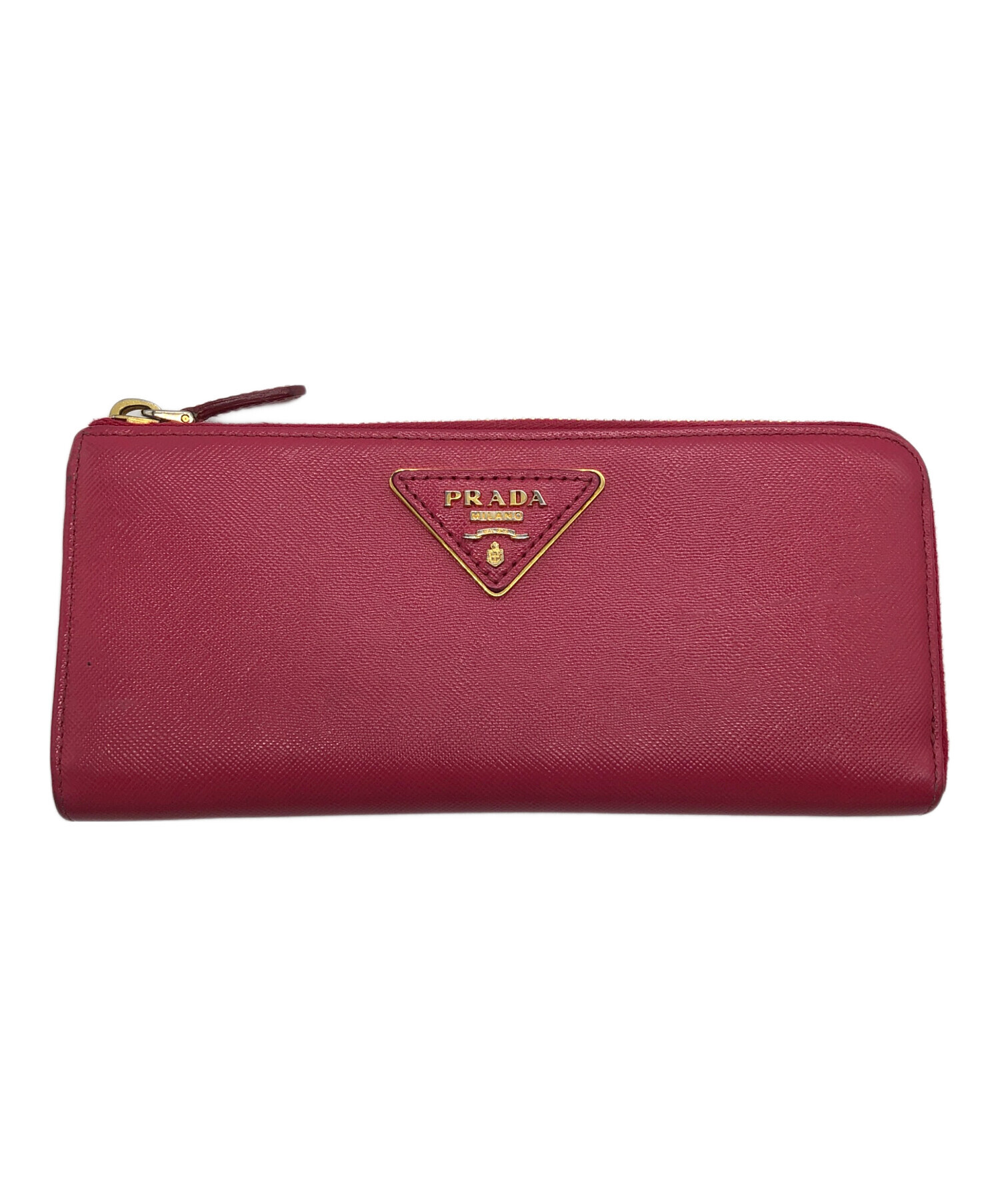 中古・古着通販】PRADA (プラダ) L字ジップ長財布 ショッキングピンク 