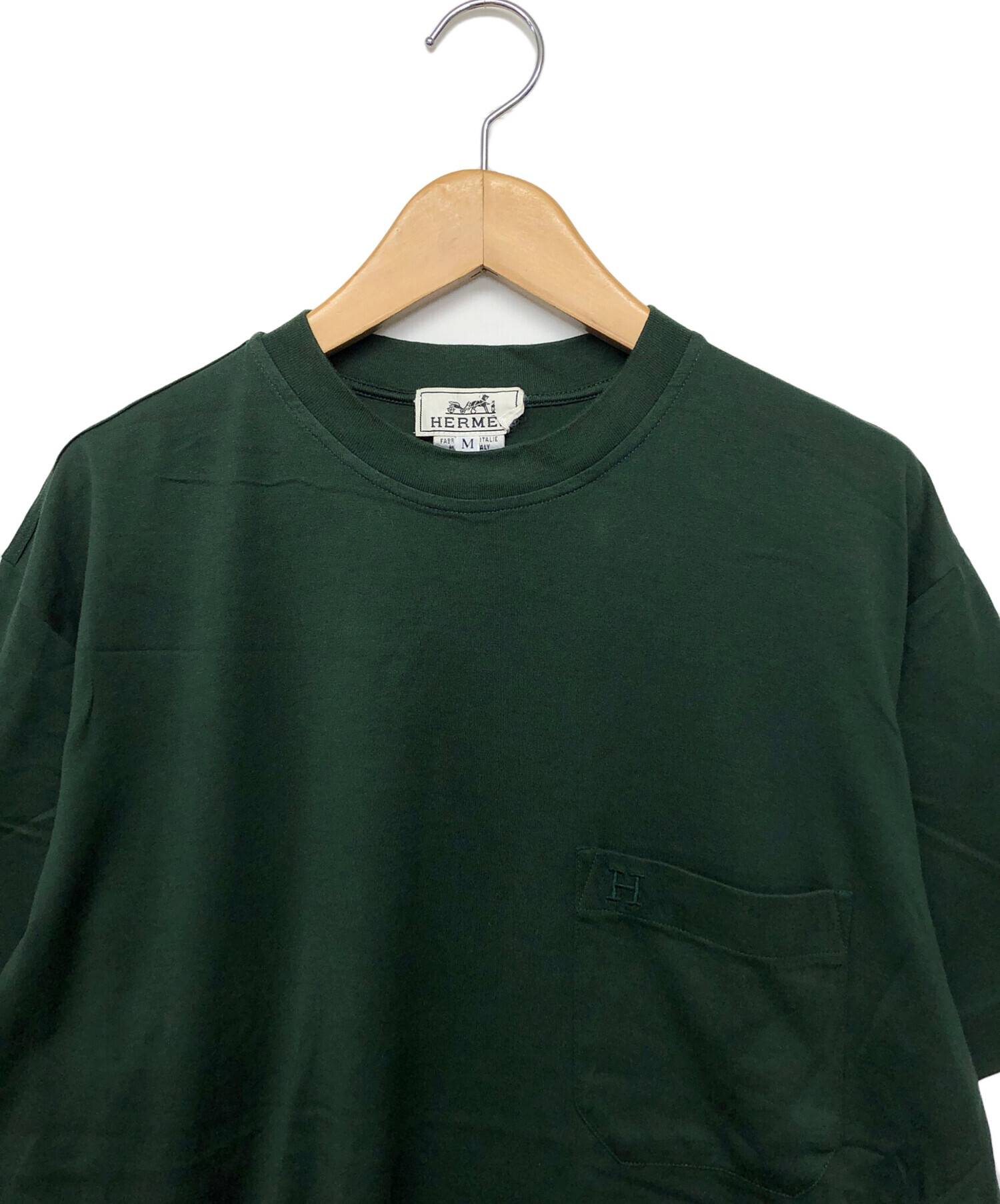 中古・古着通販】HERMES (エルメス) ポケットTシャツ グリーン サイズ 