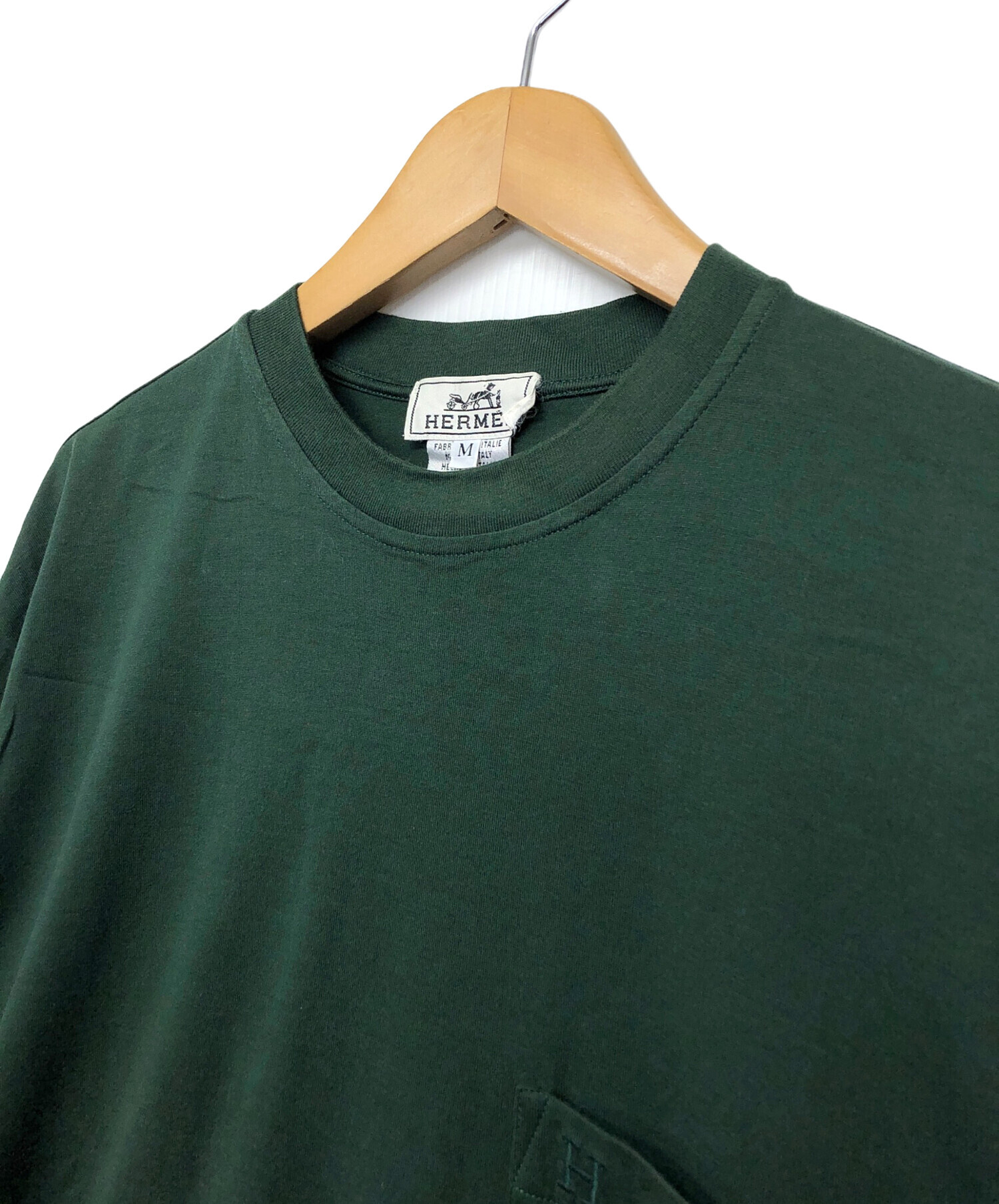 中古・古着通販】HERMES (エルメス) ポケットTシャツ グリーン サイズ 