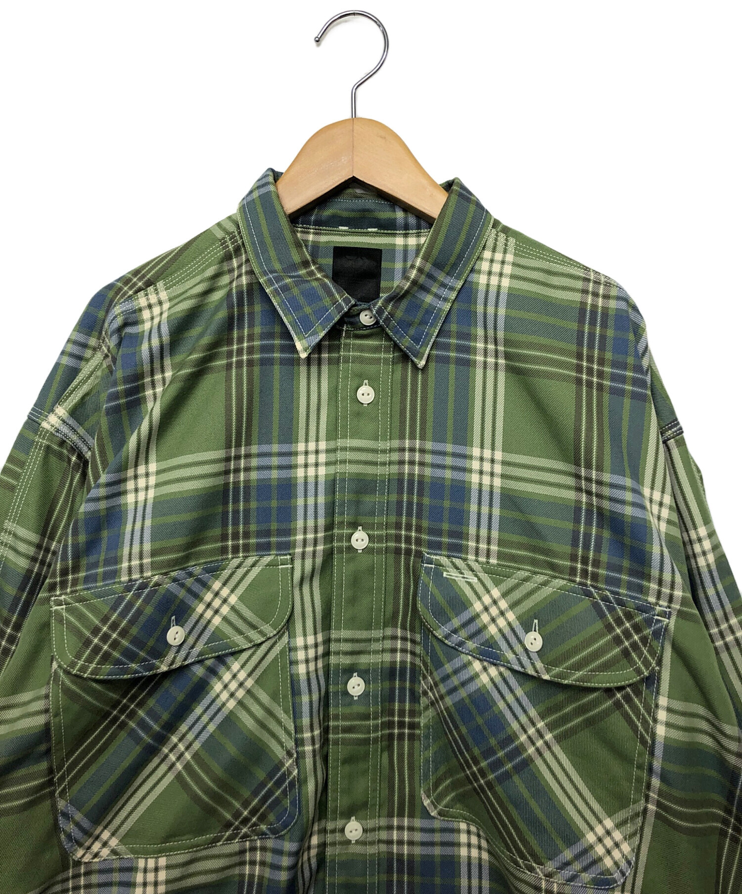 DAIWA PIER39 グリーン　チェックシャツ　Mサイズ　ダグ付き　ダイワ 中古・古着通販】DAIWA PIER39 (ダイワ ピア39) TECH ELBOW PATCH WORK