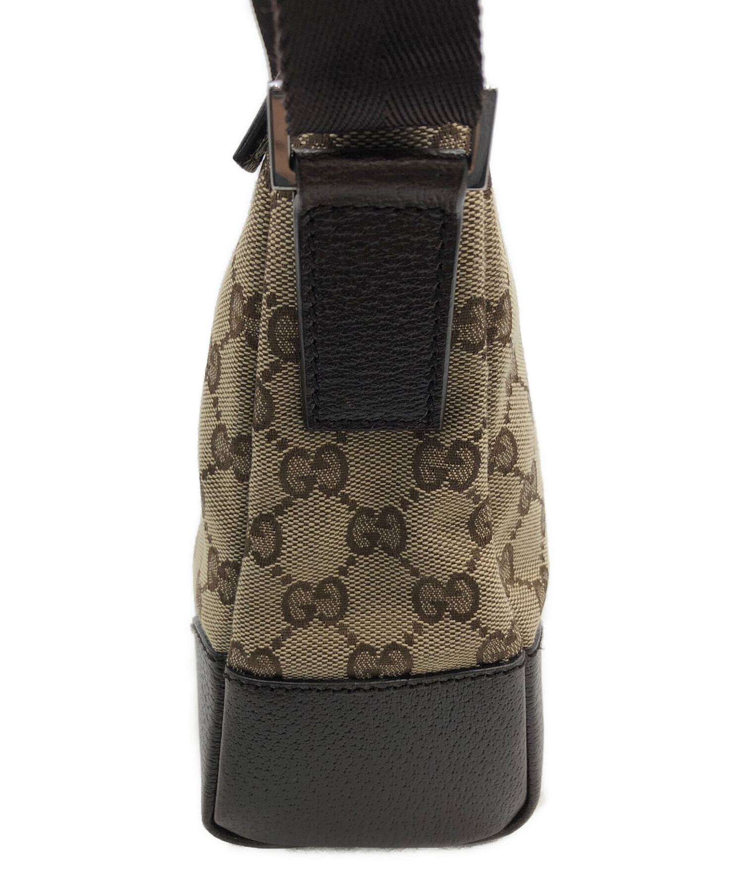 1円 GUCCI グッチ 114273 205011 GGキャンバス×レザー シルバー