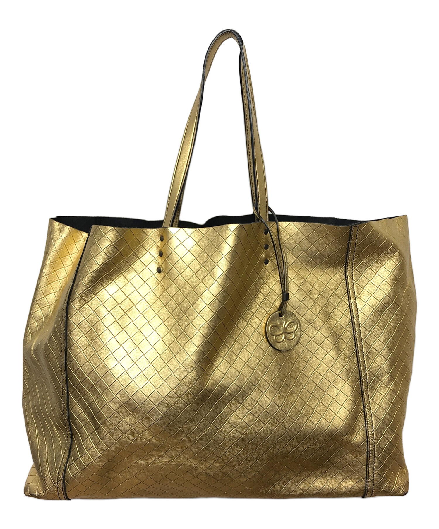 本物 ボッテガ ヴェネタ BOTTEGA VENETA イントレッチオ ミラージュ ショルダーバッグ トートバッグ レザー ゴールド バッグ 中古 BOTTEGA VENETA - 本物 ボッテガ ヴェネタ BOTTEGA VENETA
