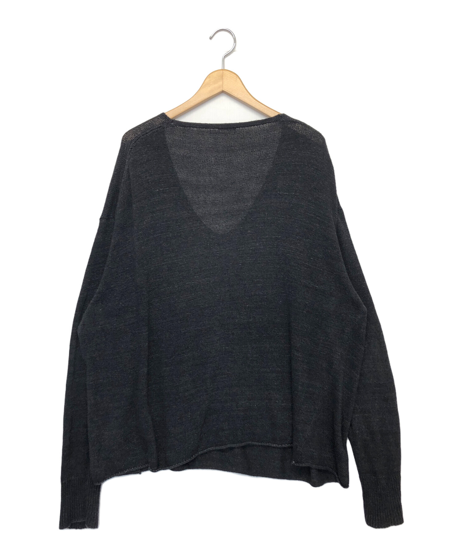 タグ付きCOMOLI ブラック Vネックニットz01-06019