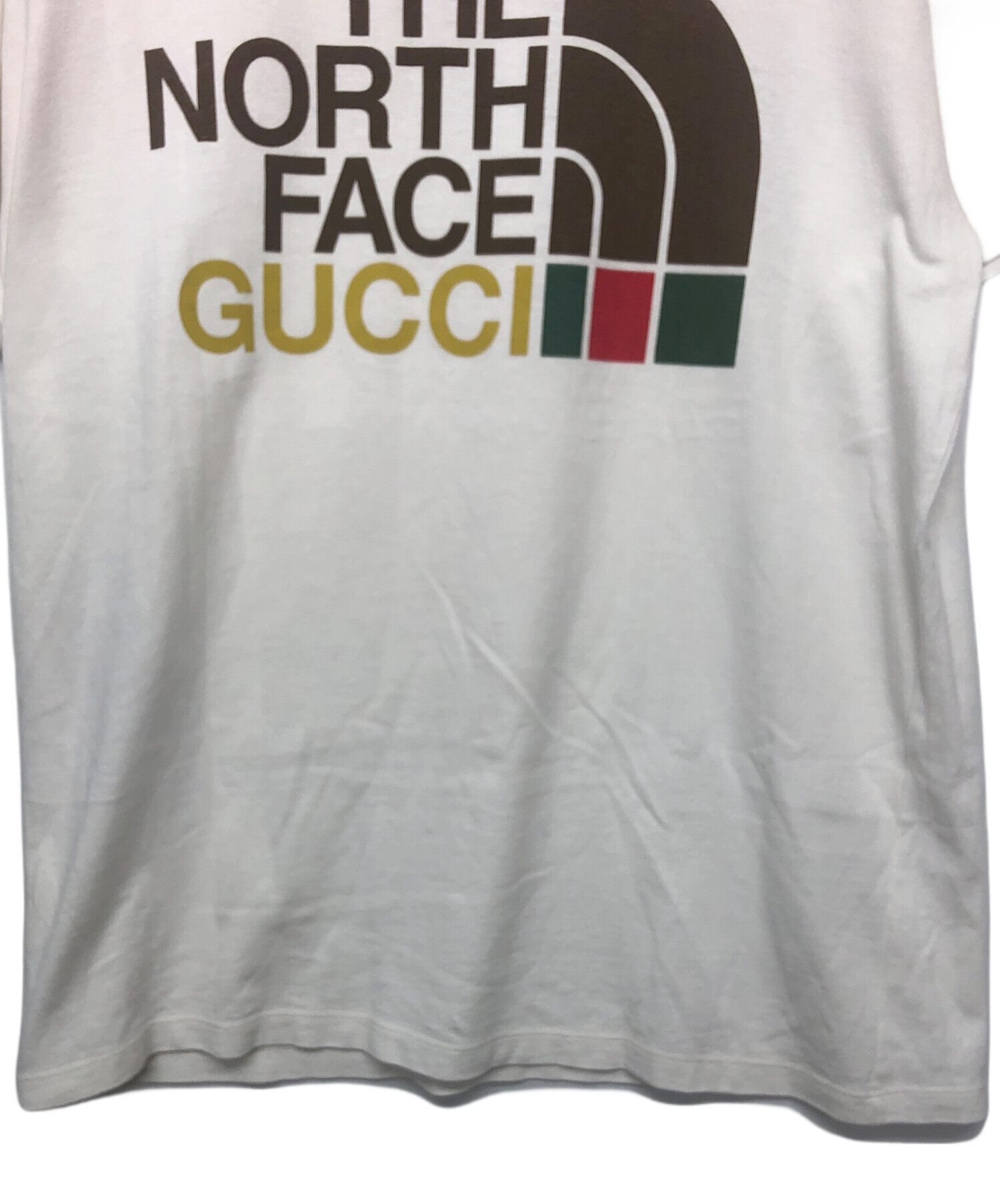 GUCCI×THE NORTH FACE グッチ ノースフェイス ロゴプリントオーバーサイズTシャツ 615044 XJDBZ ホワイト XS GUCCI - GUCCI×THE NORTH FACE グッチ ノースフェイス ロゴプリント