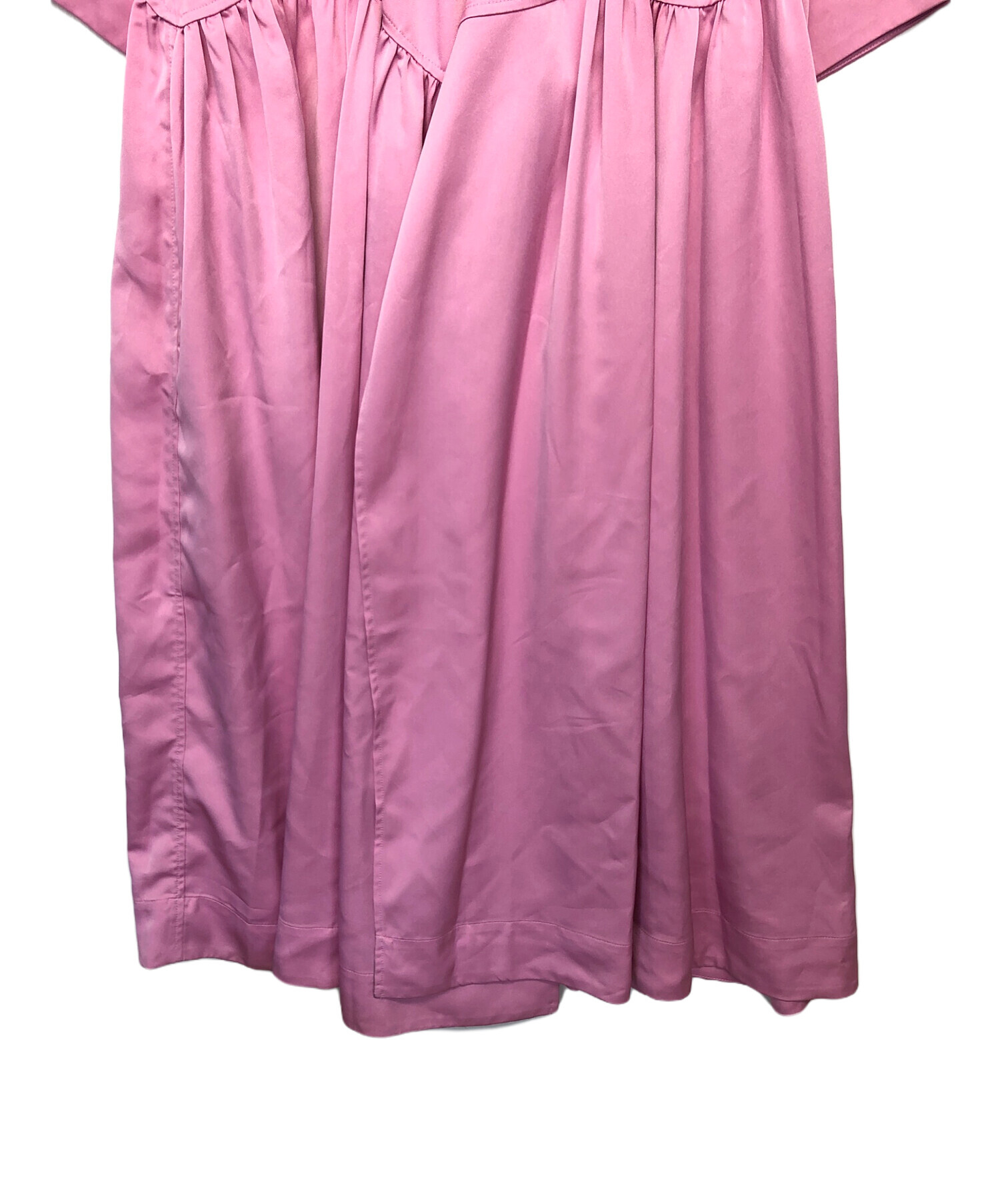【GANNI 】フリルカラー ラップワンピース/Pink 中古・古着通販】Ganni (ガニー) ビッグフリルカラー ショートスリーブ