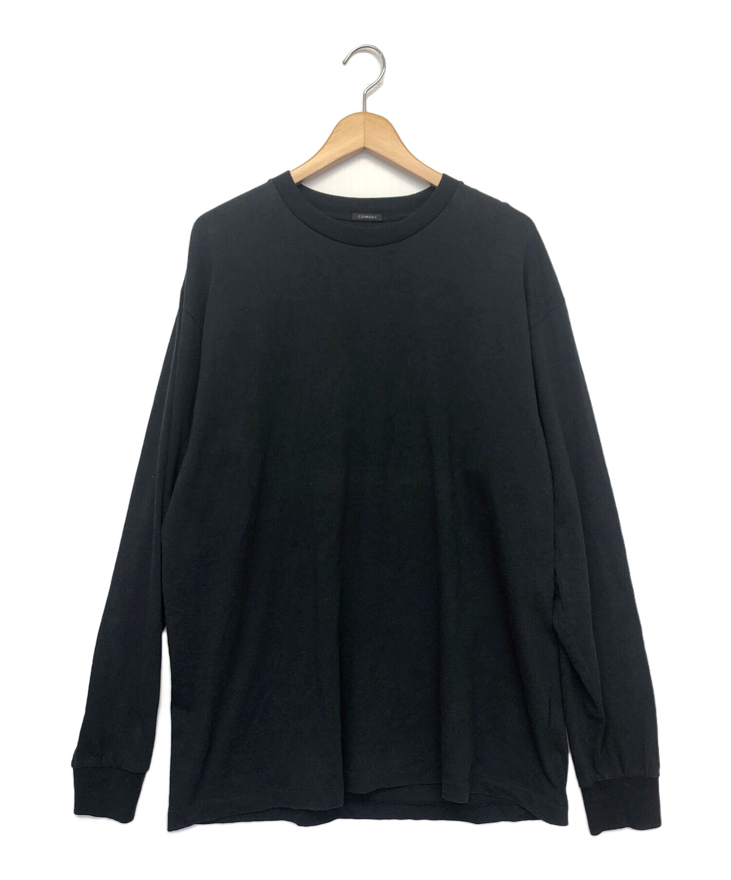 COMOLI 空紡天竺長袖クルー ブラック　サイズ3 中古・古着通販】COMOLI (コモリ) 空紡天竺長袖クルー ブラック サイズ
