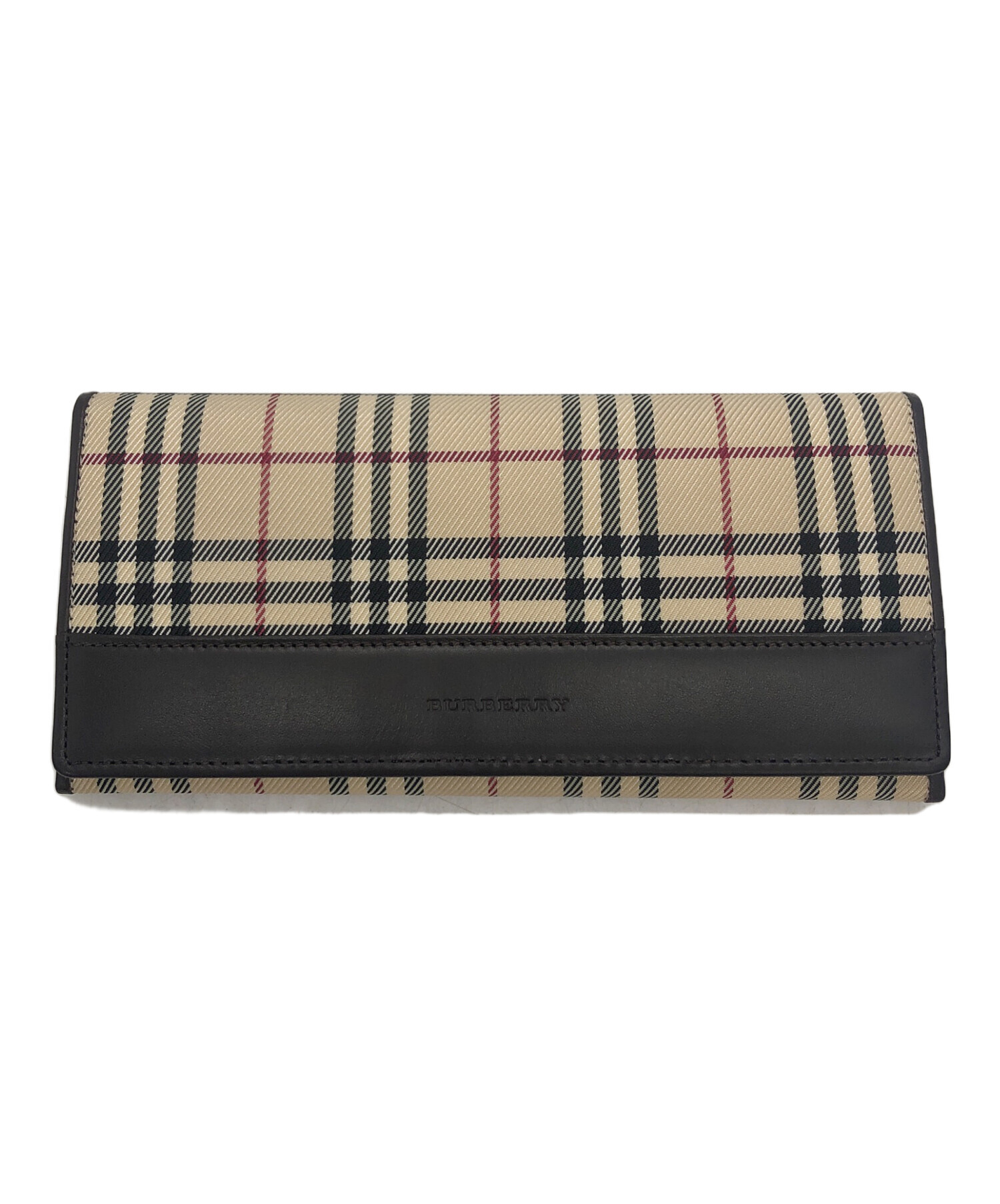中古・古着通販】BURBERRY (バーバリー) ノバチェック 長財布 ブラウン 