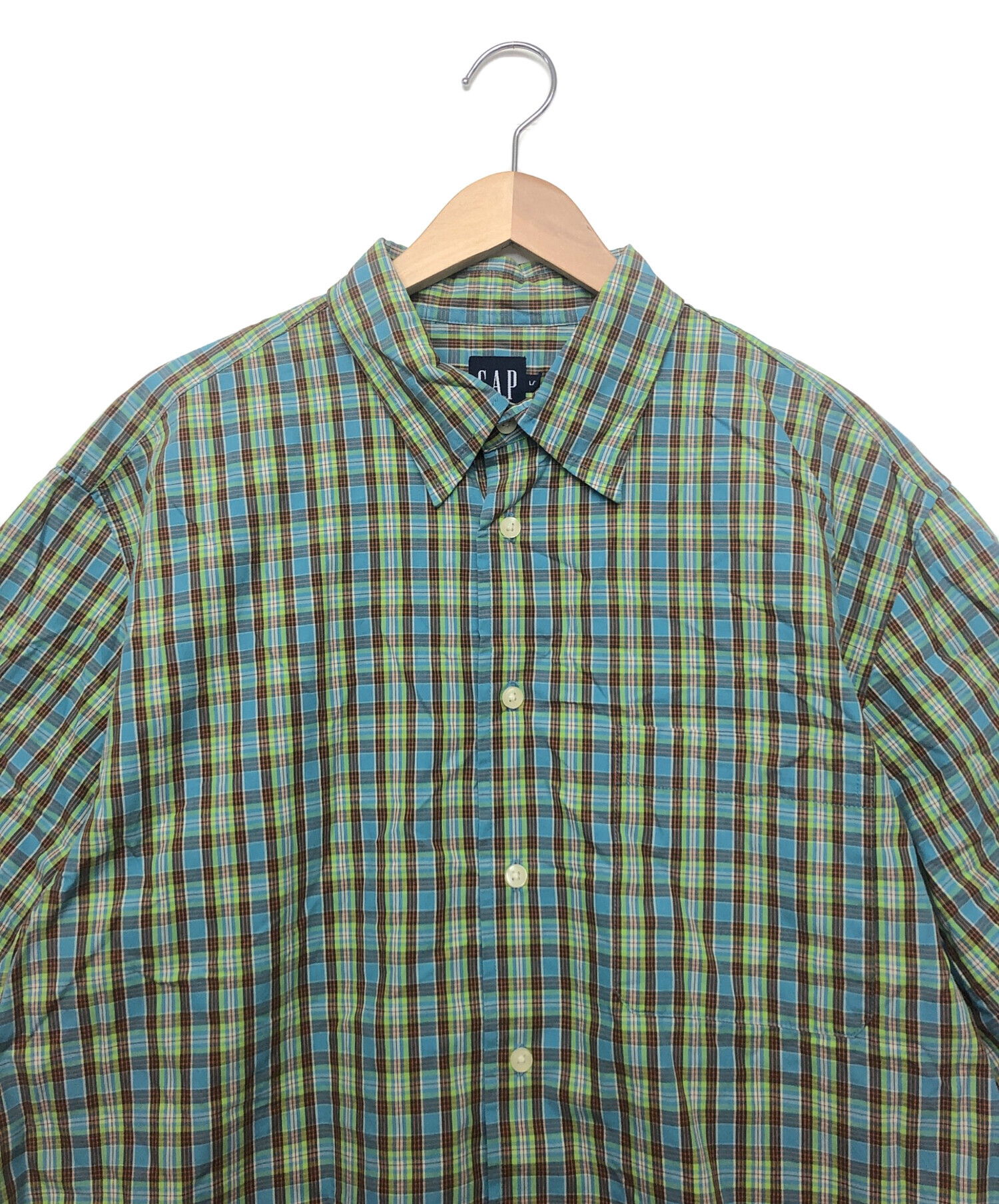 中古・古着通販】GAP (ギャップ) 半袖チェックシャツ マルチカラー 