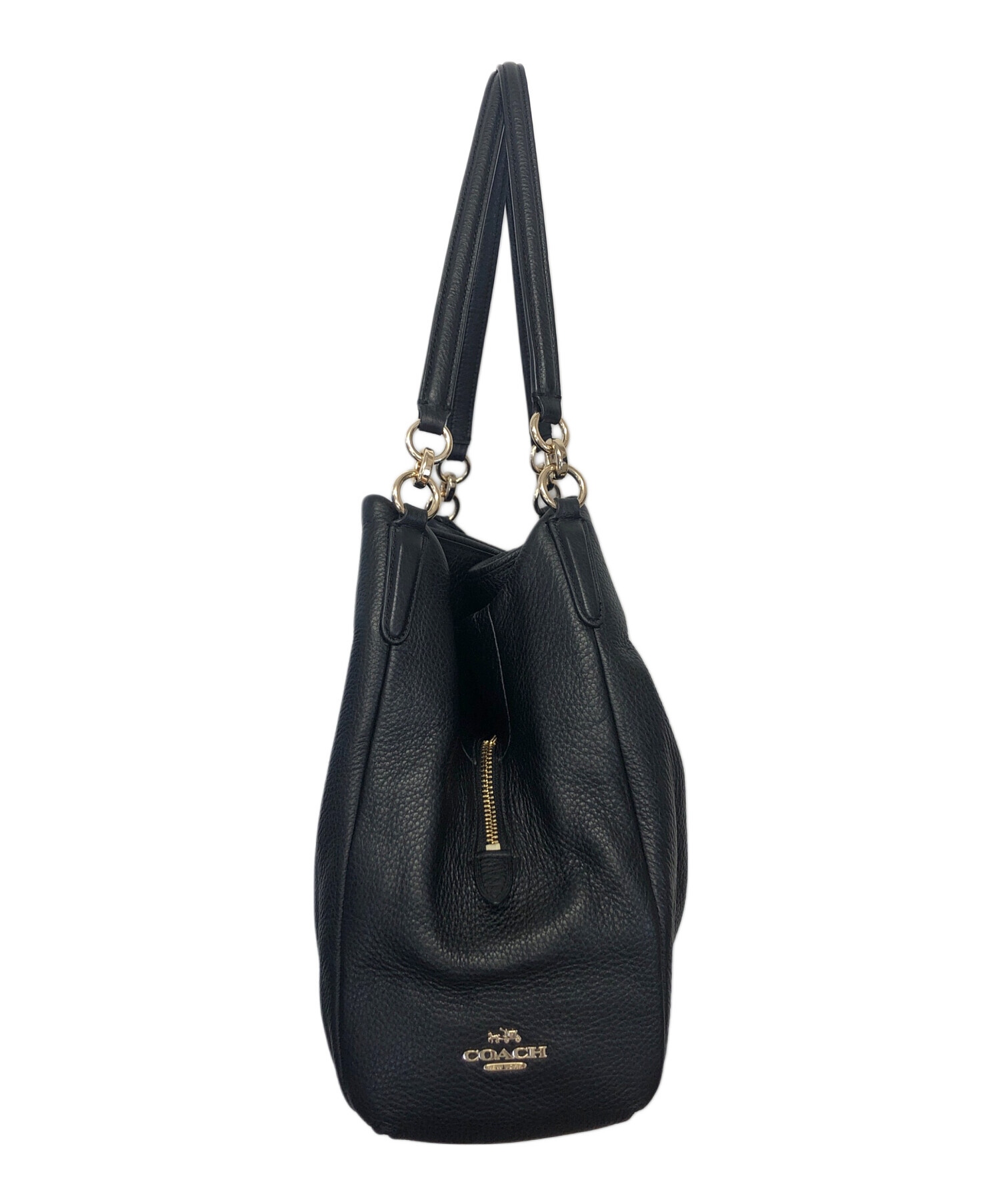 中古 コーチ トートバッグ F35723 レザー ブラック ゴールド金具