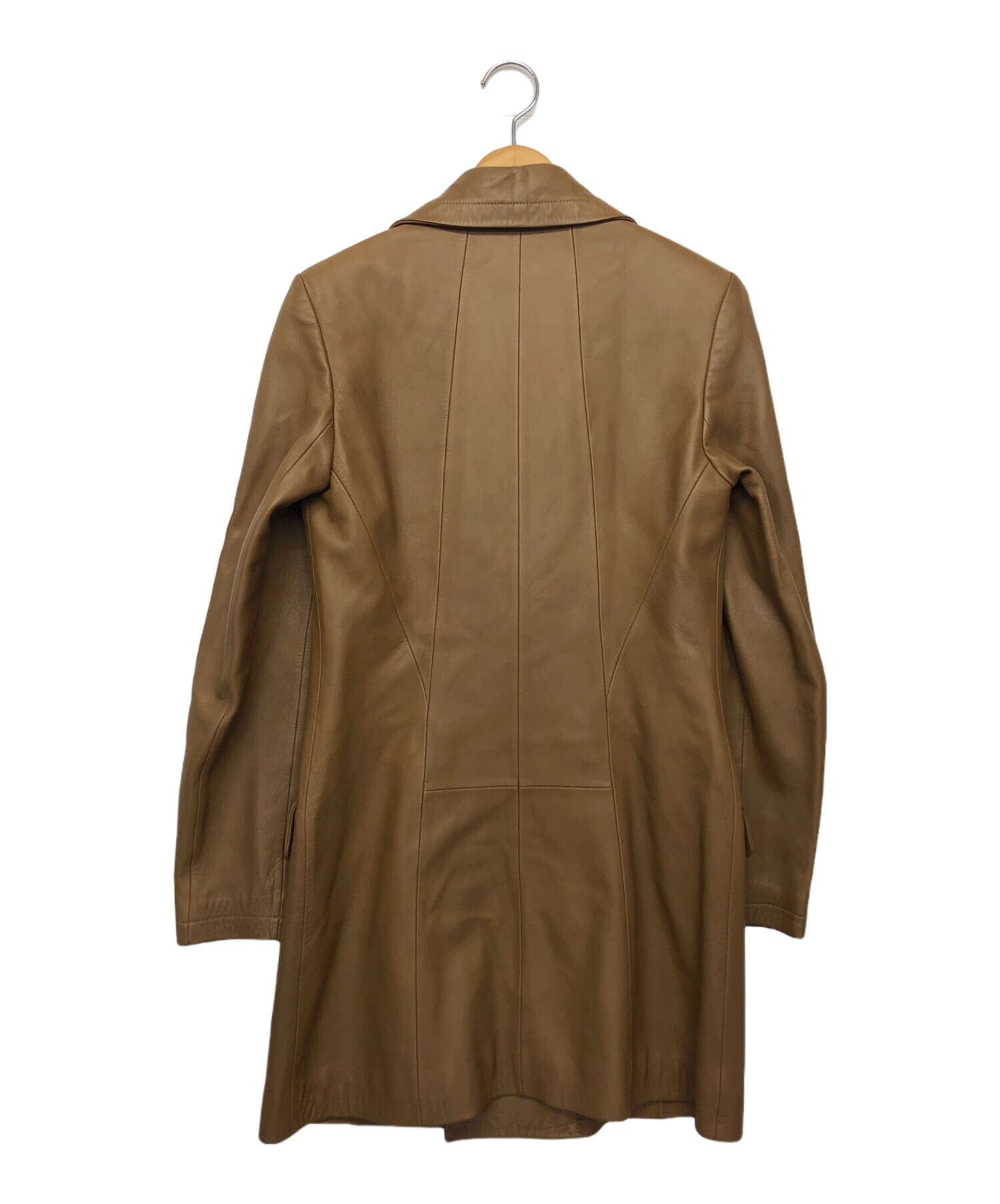 中古・古着通販】LOEWE (ロエベ) レザーコート ブラウン サイズ:36