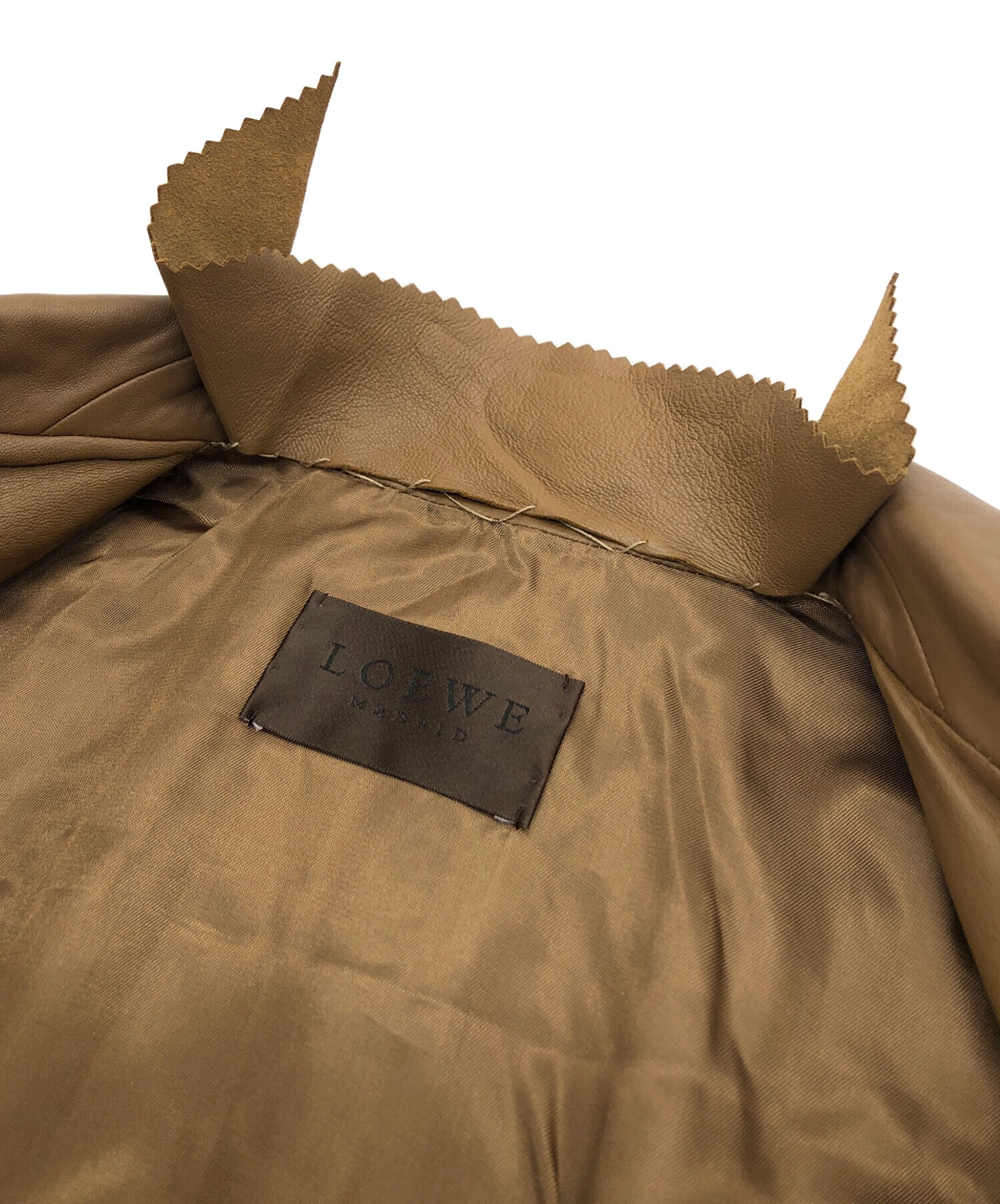 中古・古着通販】LOEWE (ロエベ) レザーコート ブラウン サイズ:36