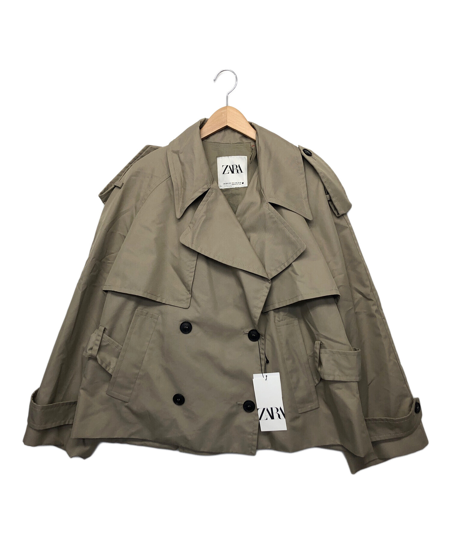 新品未使用‼︎ 完売品 希少XS ZARA ベージュ ショートトレンチ 完売品ZARA ショート丈ショートスリーブトレンチXSサイズ新品タグ付き