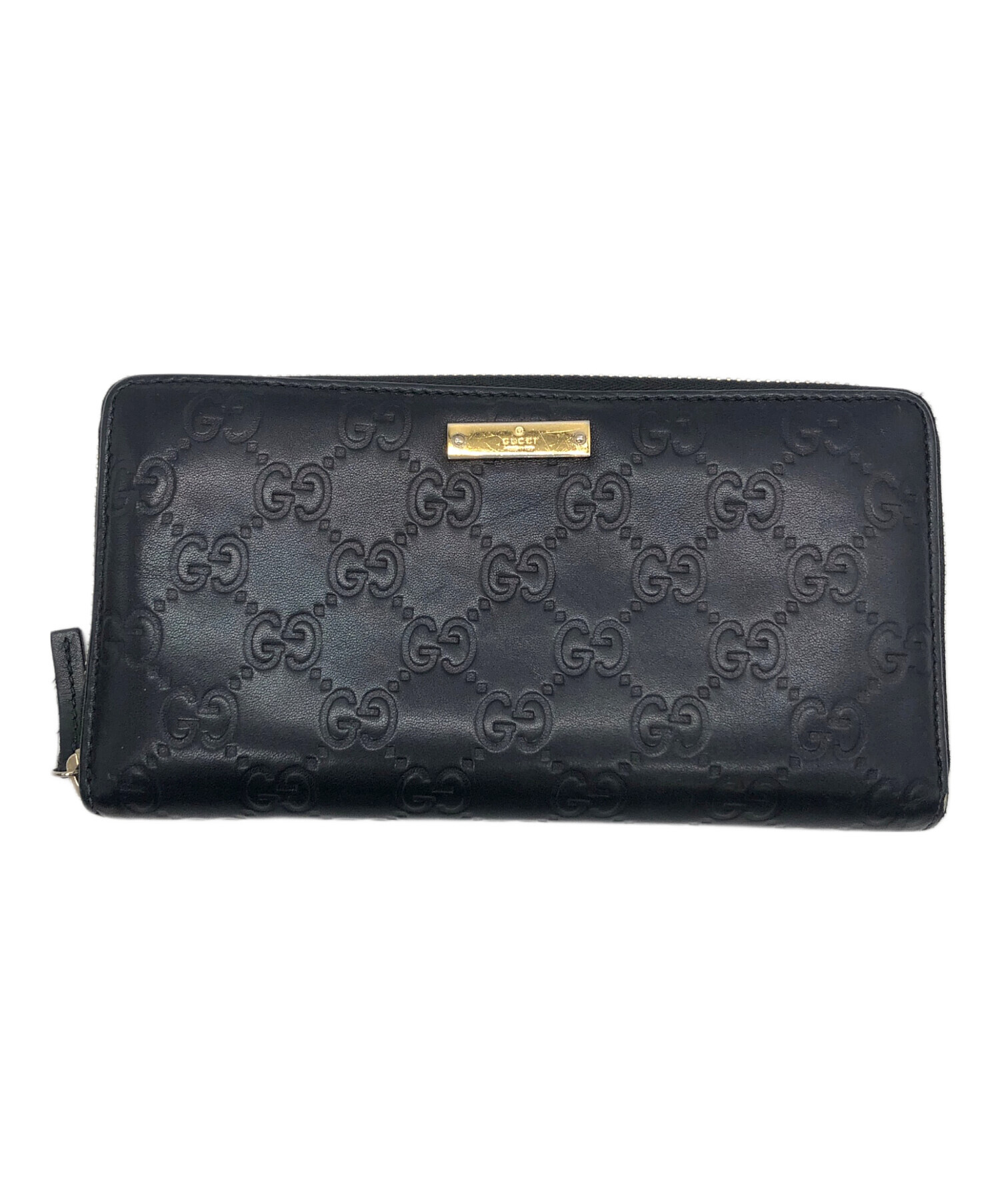 中古・古着通販】GUCCI (グッチ) グッチシマ 長財布 ブラック 
