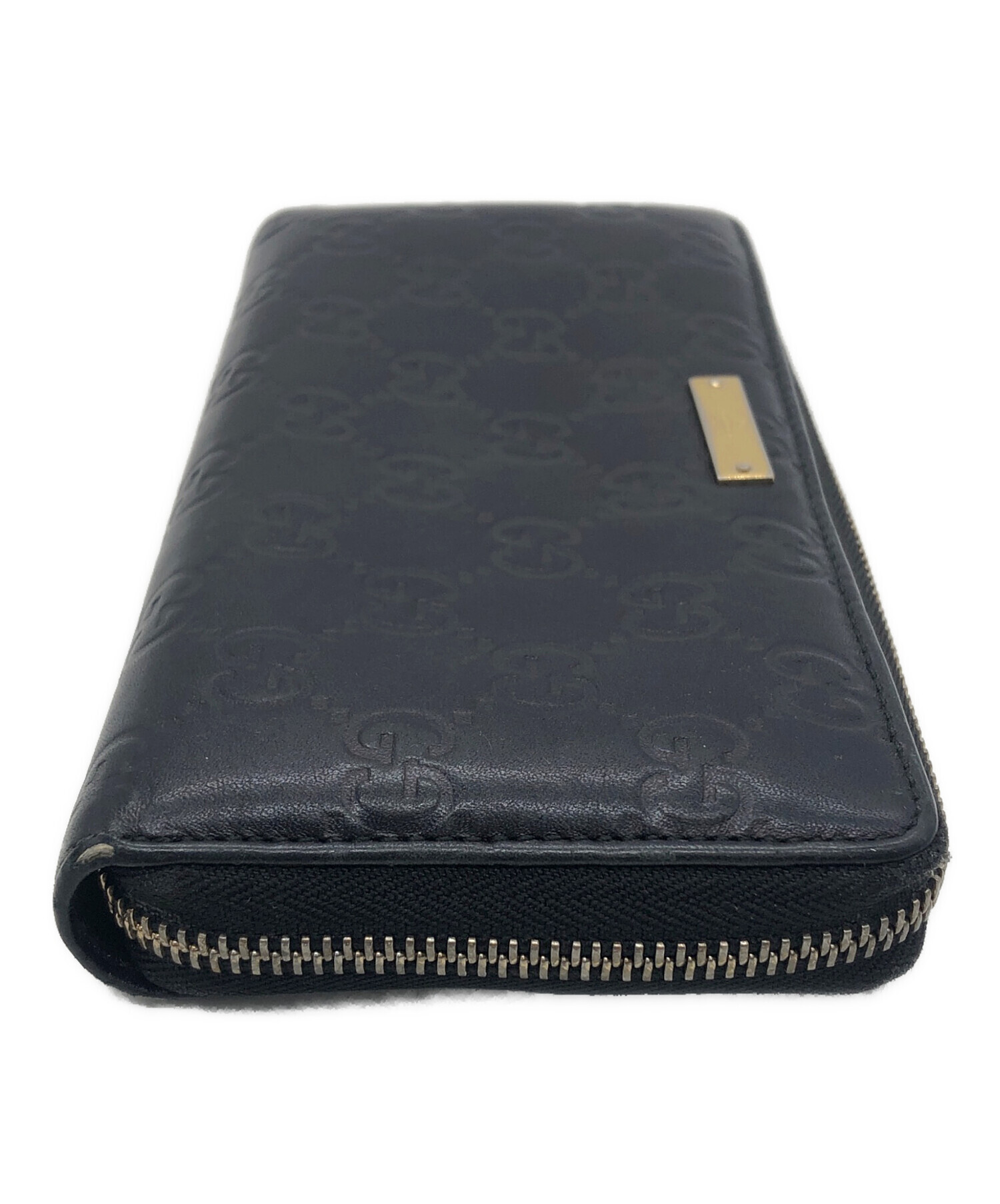 中古・古着通販】GUCCI (グッチ) グッチシマ 長財布 ブラック 