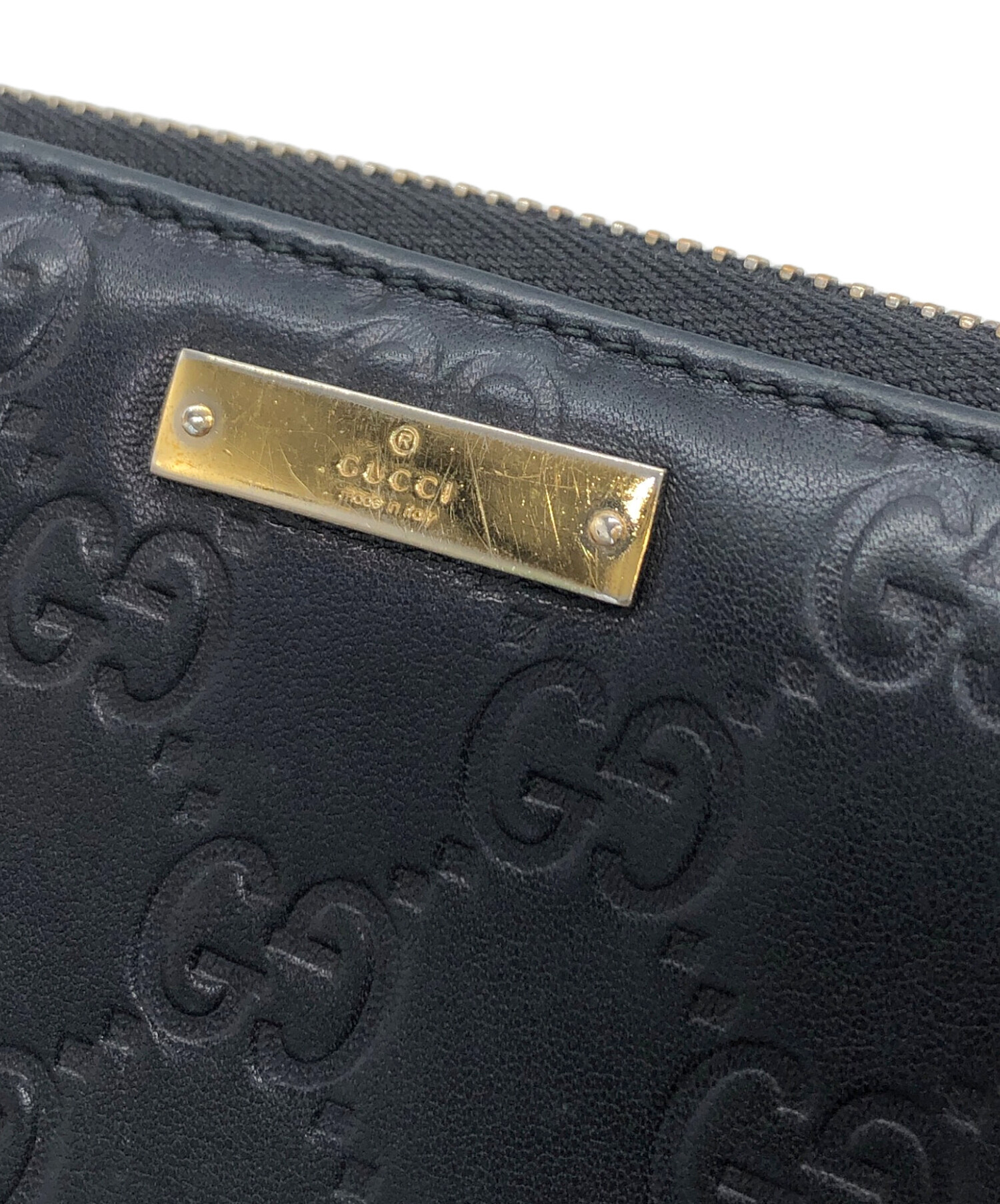 中古・古着通販】GUCCI (グッチ) グッチシマ 長財布 ブラック 
