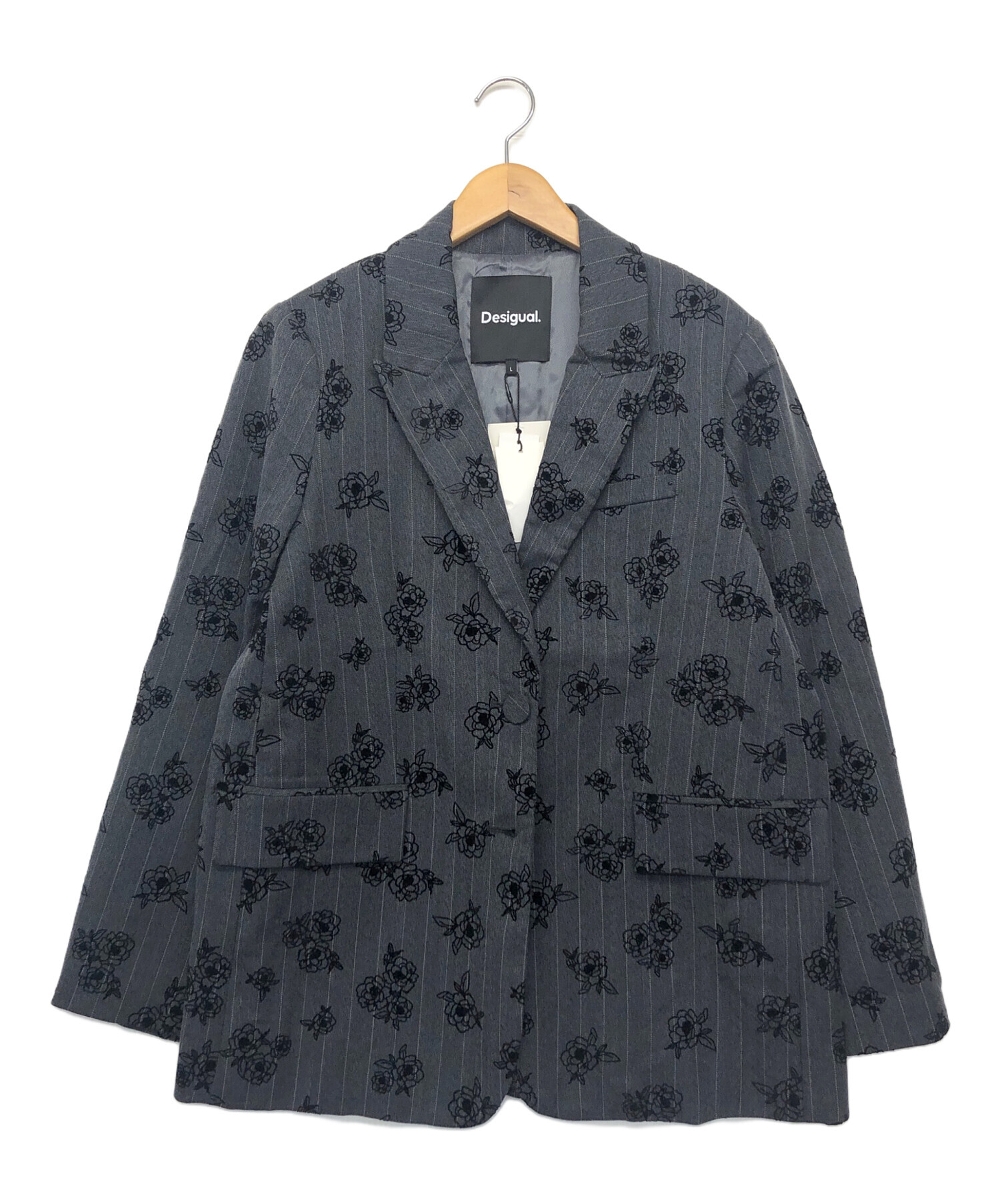 【美品】Desigual　デシグアル　テーラードジャケット　ヘリンボーン　裏地柄 美品】Desigual デシグアル テーラードジャケット ヘリンボーン 裏地柄