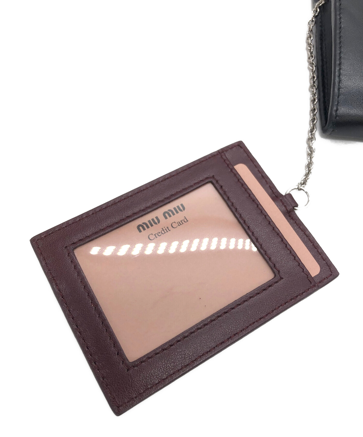 miu miu 二つ折り長財布　中古品 中古・古着通販】MIU MIU (ミュウミュウ) リボン長財布 レッド