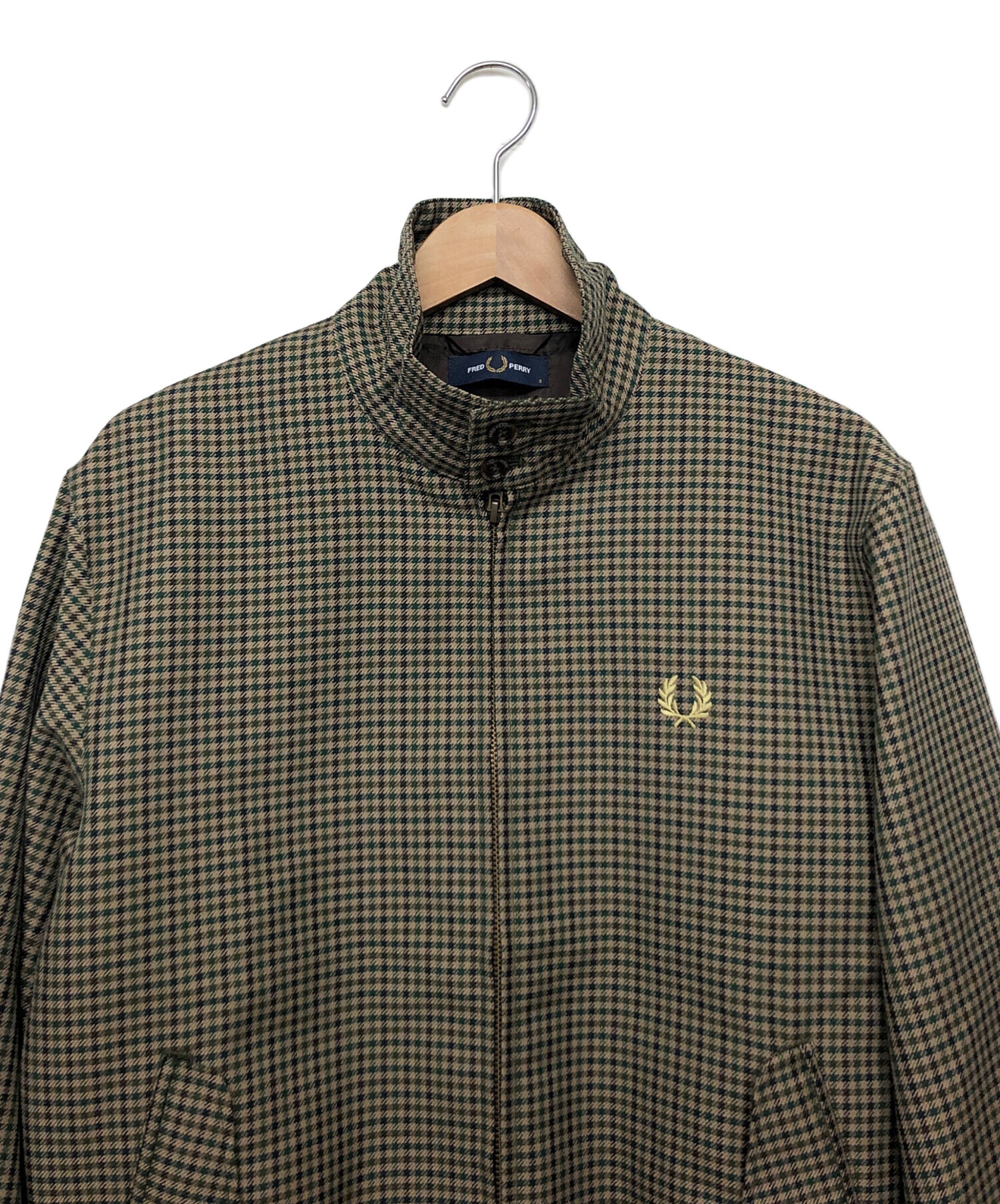 fred perry チェックブラウン ハリントンジャケット FRED ハリントン 