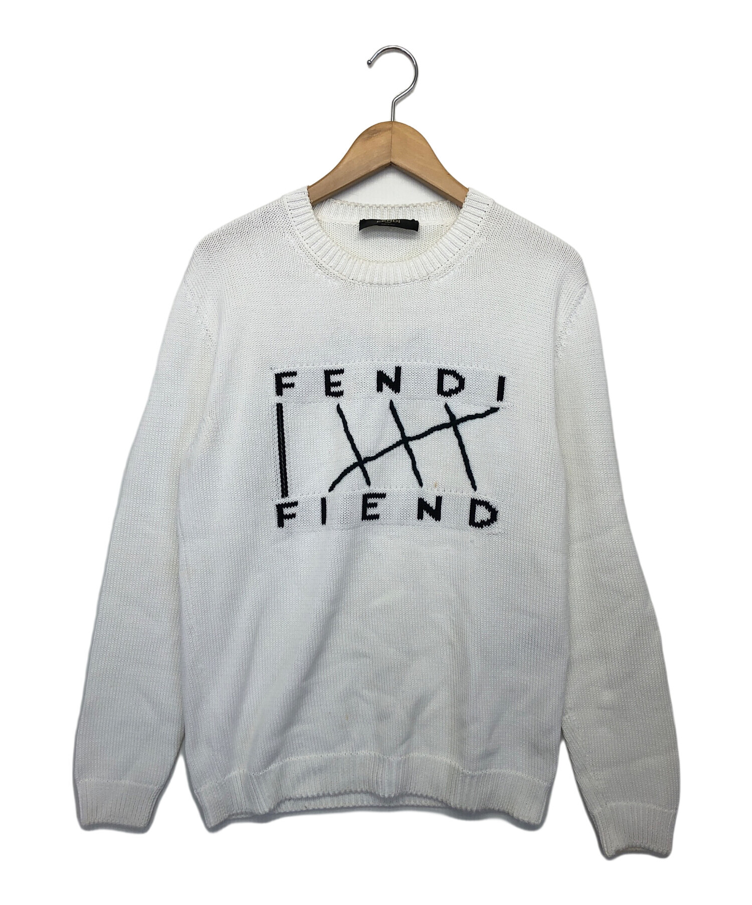 中古・古着通販】FENDI (フェンディ) 厚手ニット ホワイト サイズ:46 