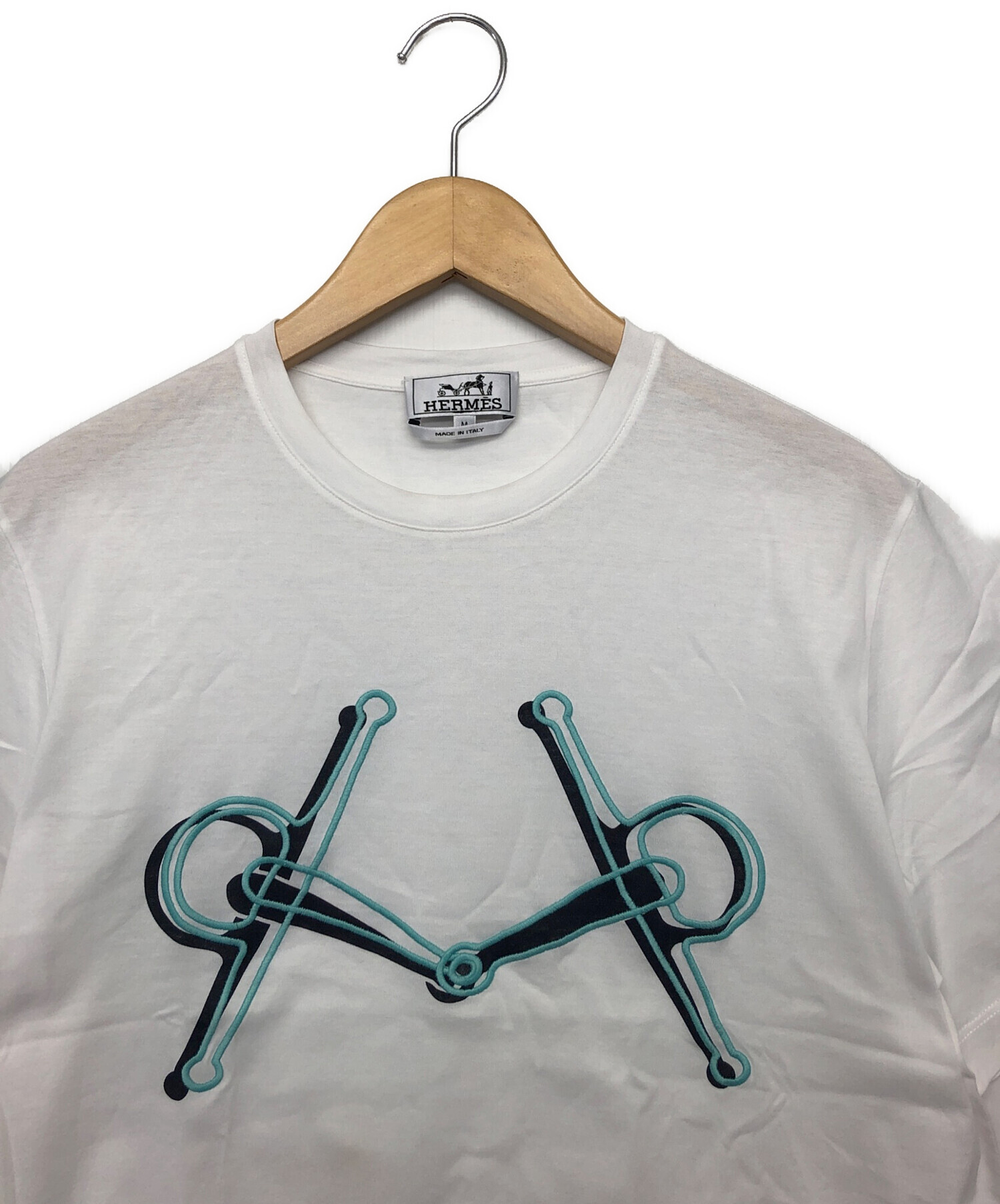 中古・古着通販】HERMES (エルメス) プリント刺繍tシャツ ホワイト