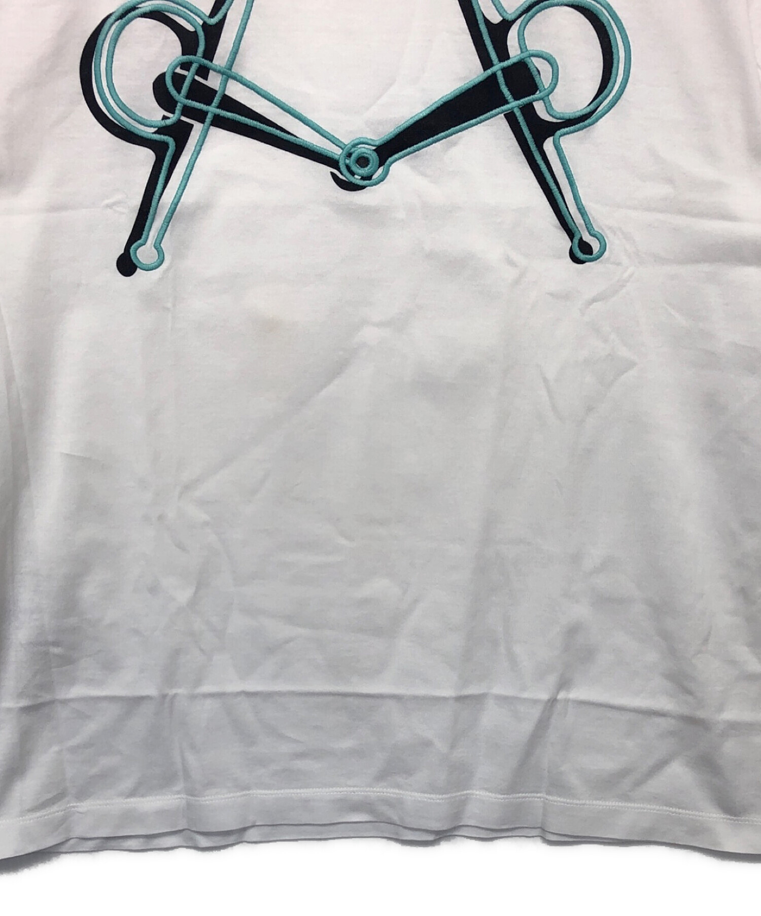 中古・古着通販】HERMES (エルメス) プリント刺繍tシャツ ホワイト