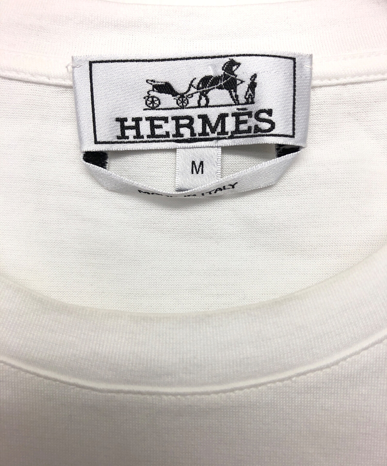 中古・古着通販】HERMES (エルメス) プリント刺繍tシャツ ホワイト