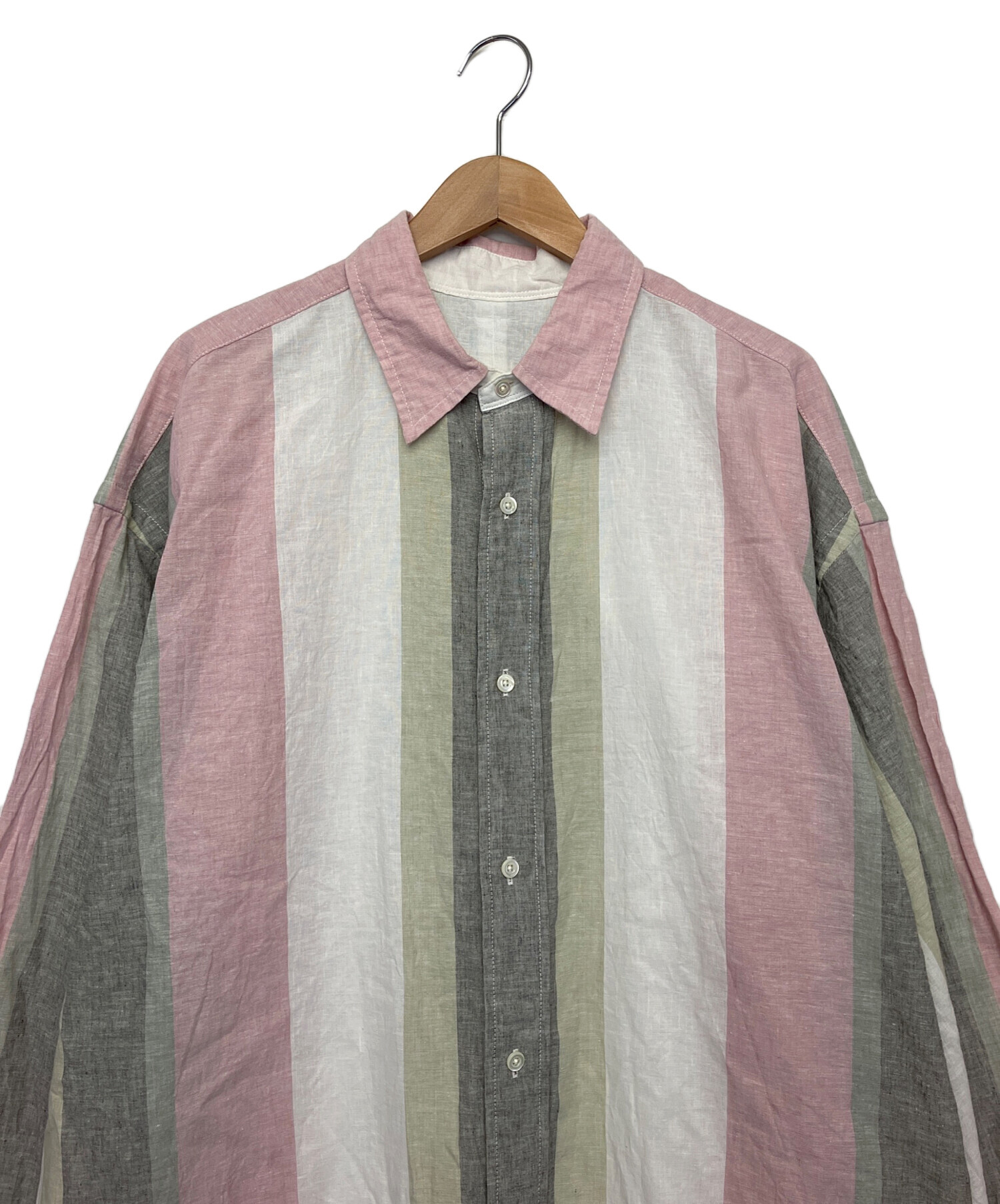 中古・古着通販】sillage (シアージ) リネン 長袖シャツ ピンク サイズ 
